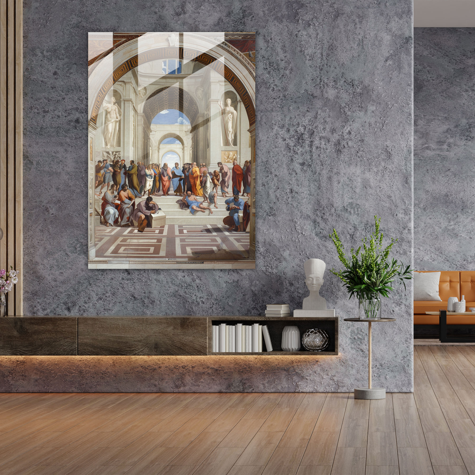 Raffaello Sanzio Modern Sanat Cam Tablo - Raffaello Sanzio Cam Tablo Cam Duvar Sanatı