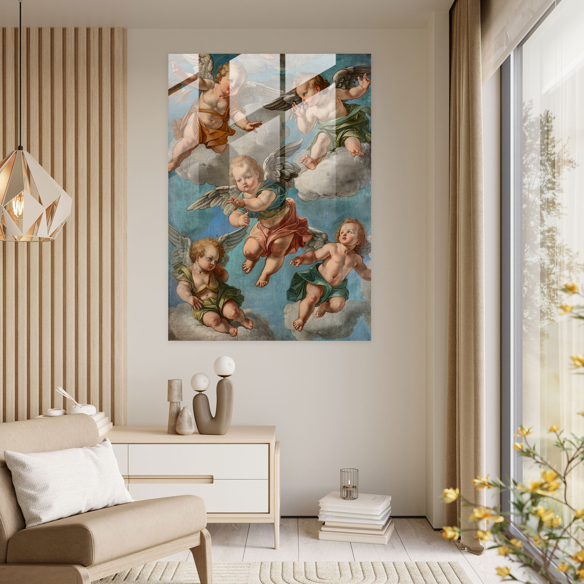 Raffaello Sanzio Cam Tablo Modern Sanat - Ev Dekorasyonu için Raffaello Sanzio Sanatı