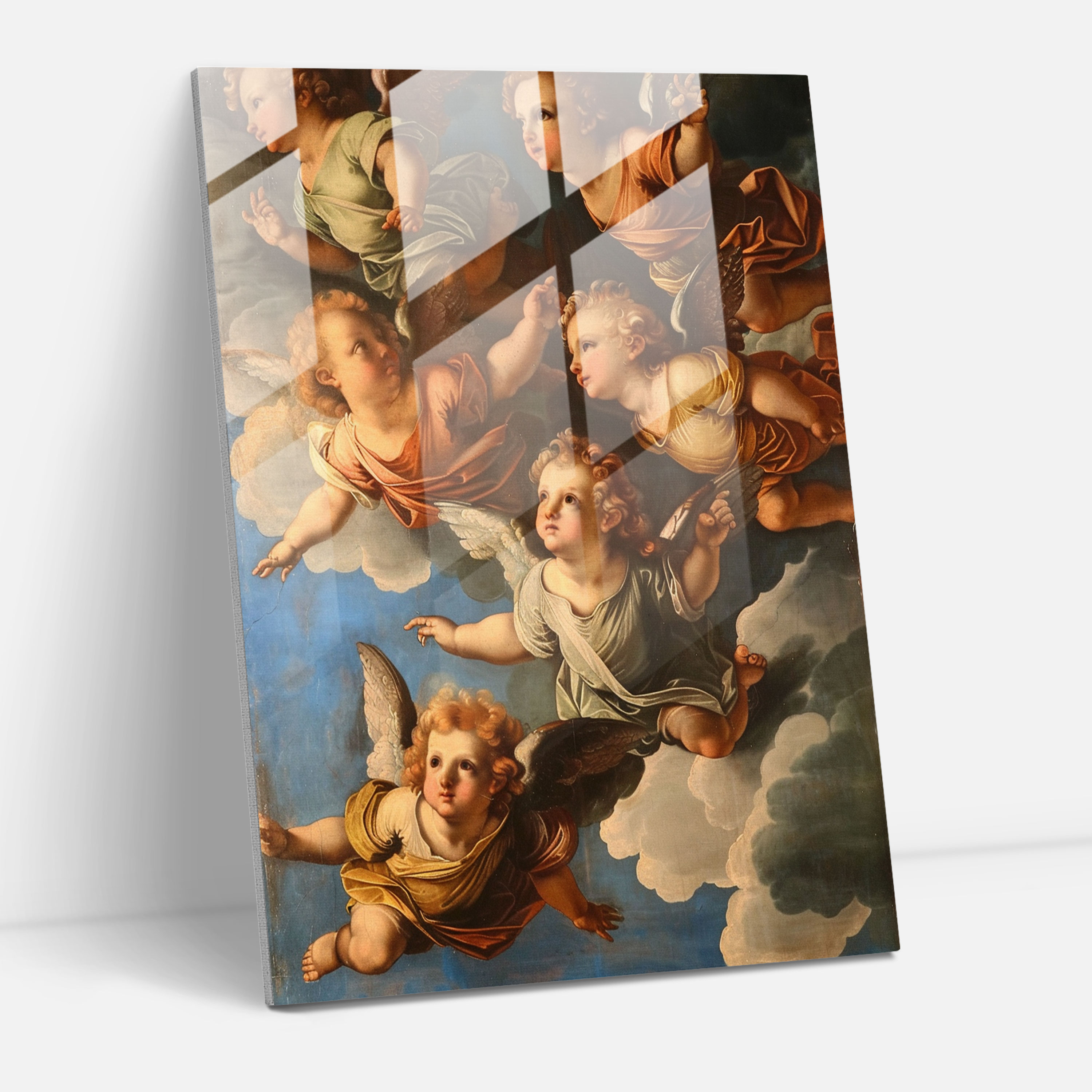 Raffaello Sanzio Cam Tablo Ev Dekorasyonu - Raffaello Sanzio Cam Tablo Dini Sanat Melek Tablosu