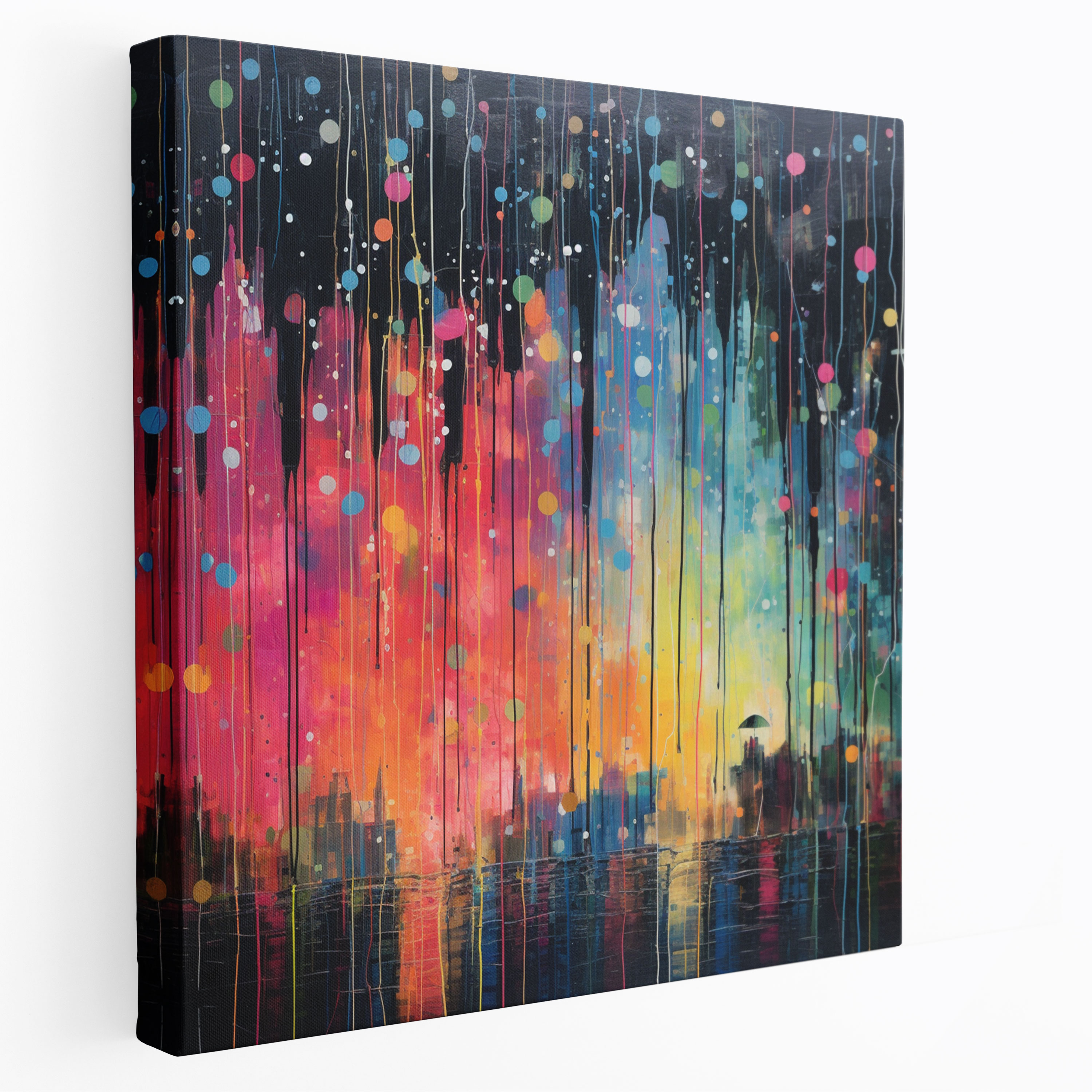 Colorful Rain Canvas Print Wall Decoration - Rain, Home Decoration, Rain, Wall Art