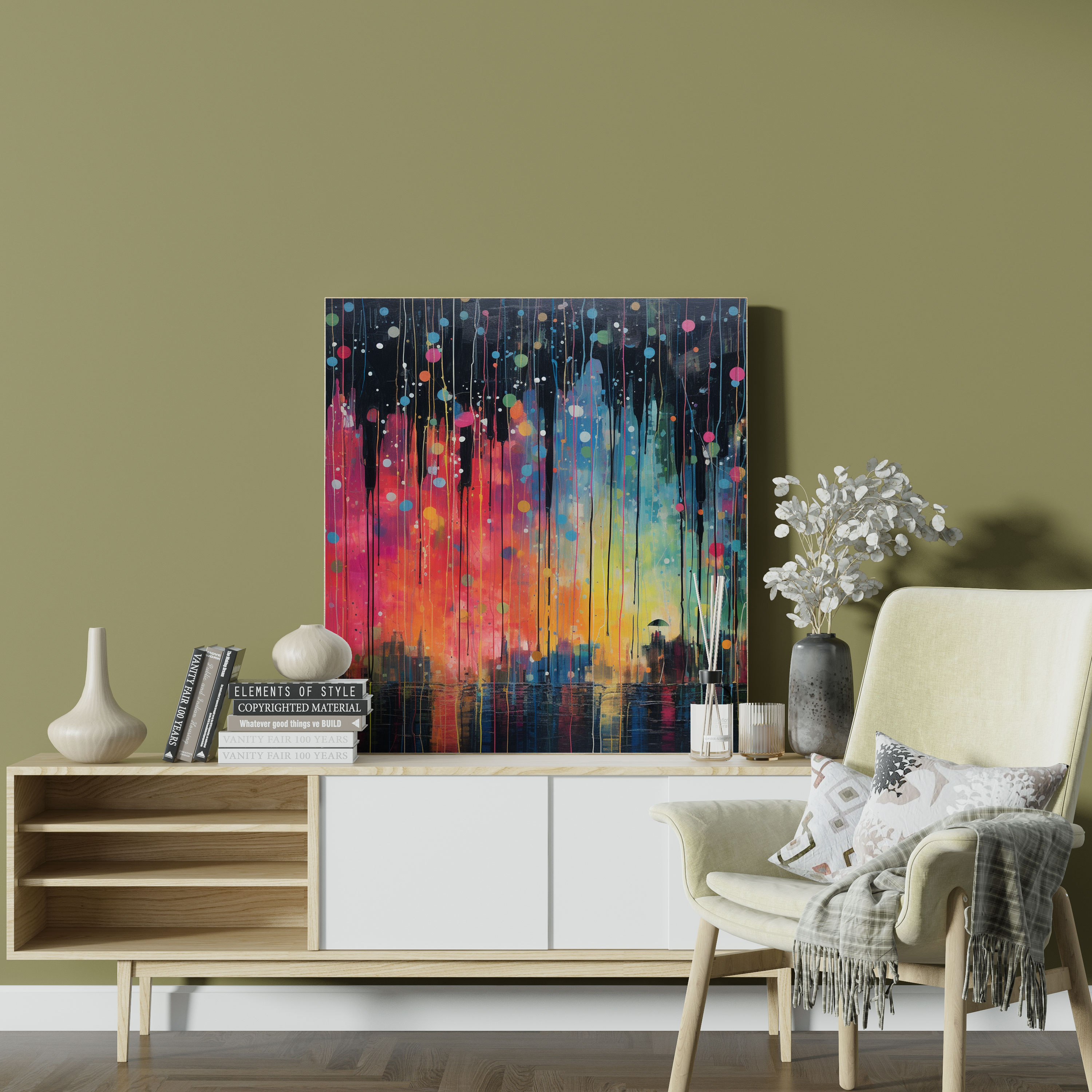 Colorful Rain Canvas Print Wall Decoration - Rain, Home Decoration, Rain, Wall Art
