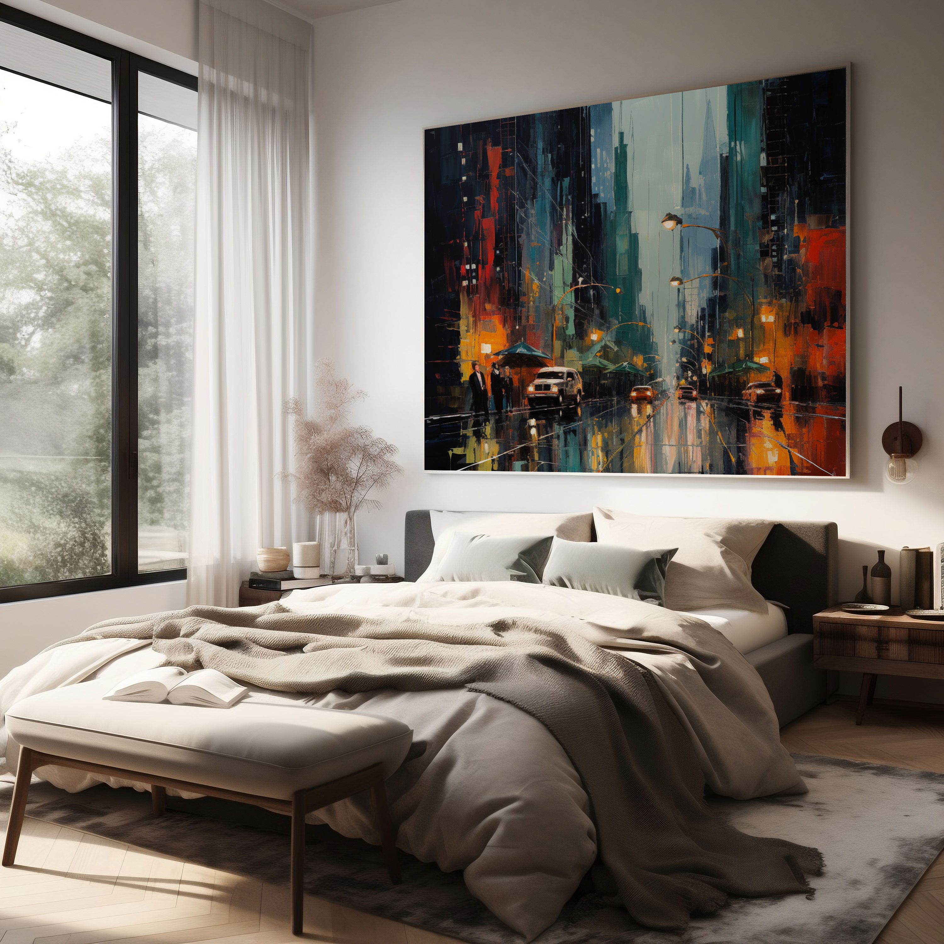 City Rain Canvas Print Wall Art - Rain, Wall Art, Home Decoration, Canvas