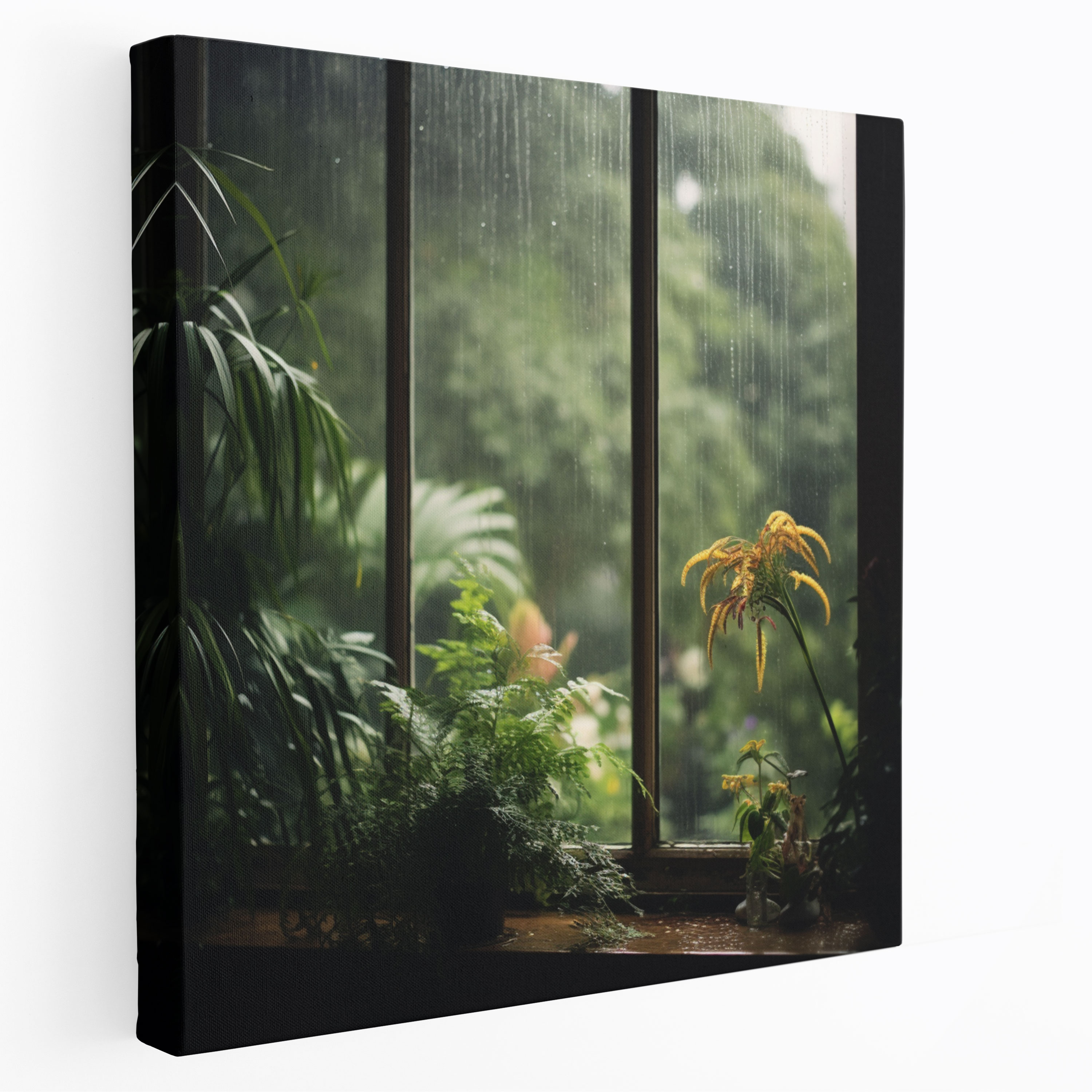 Rainy Window Canvas Print Wall Decoration - Rain, Home Decoration, Canvas, Lush Garden