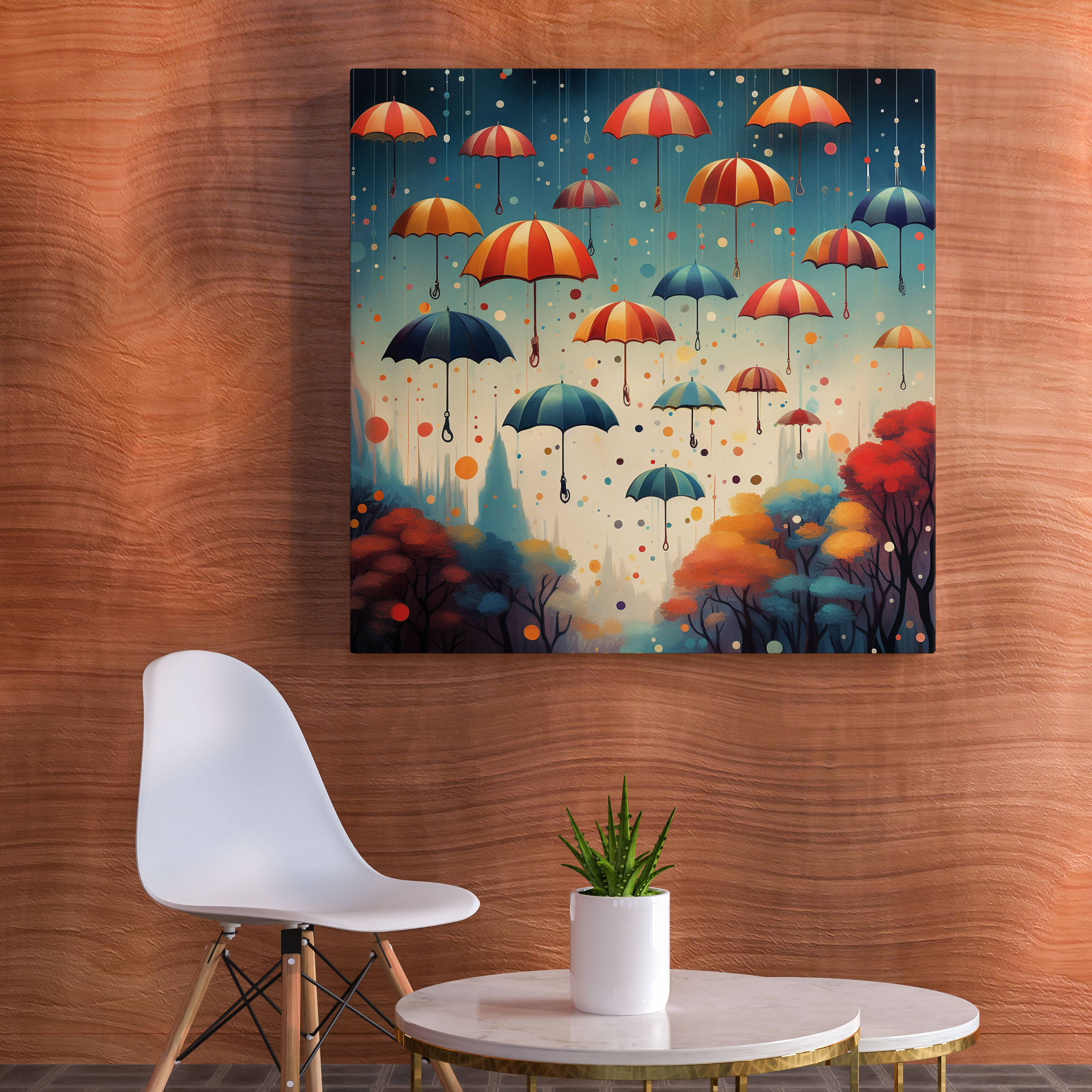 Floating Umbrella Rain Canvas Print Wall Art - Rain, Home Decoration, Whimsical, Canvas