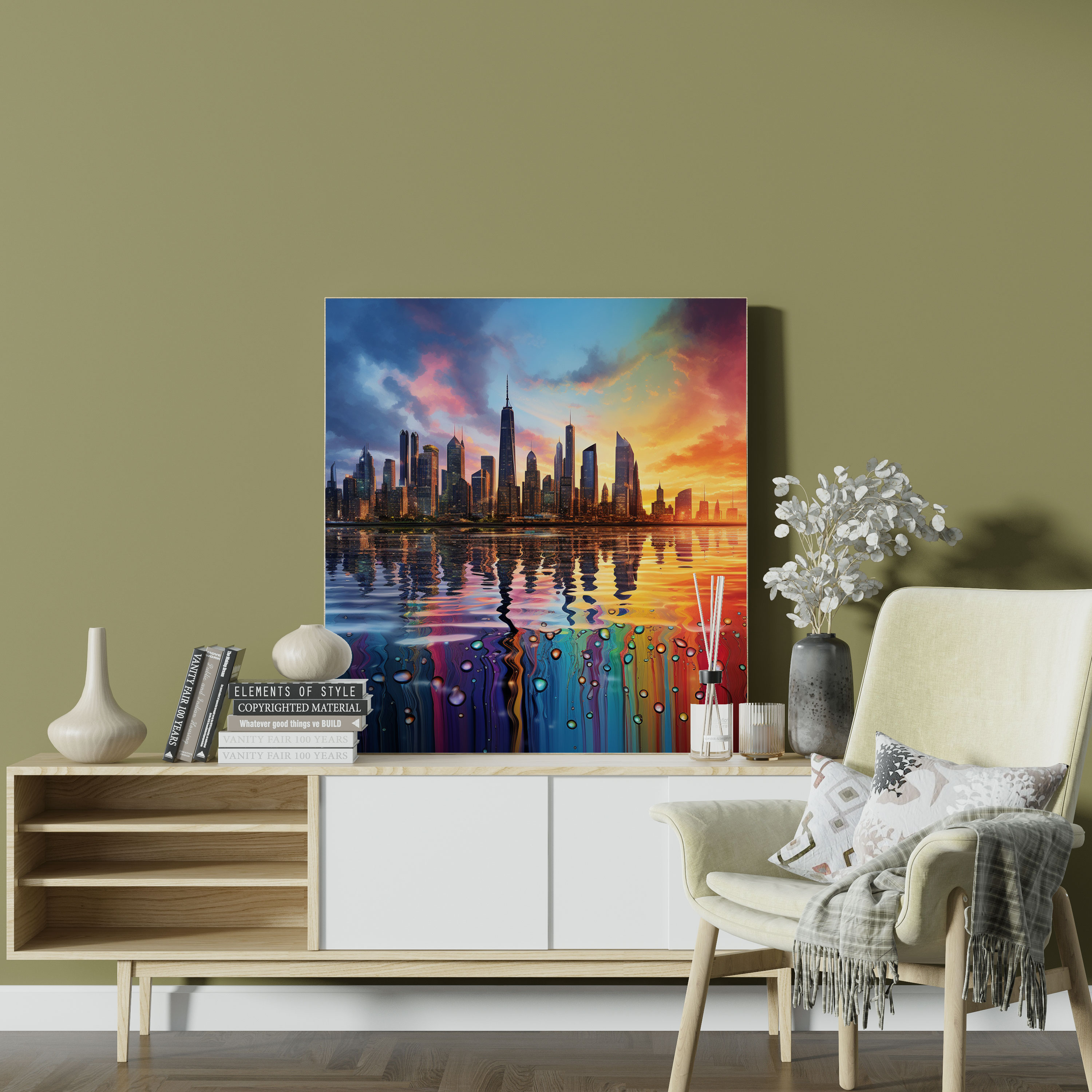 Rainbow City Rain Canvas Print Wall Decor - Rain, Canvas Wall Art, Wall Art, Canvas Print