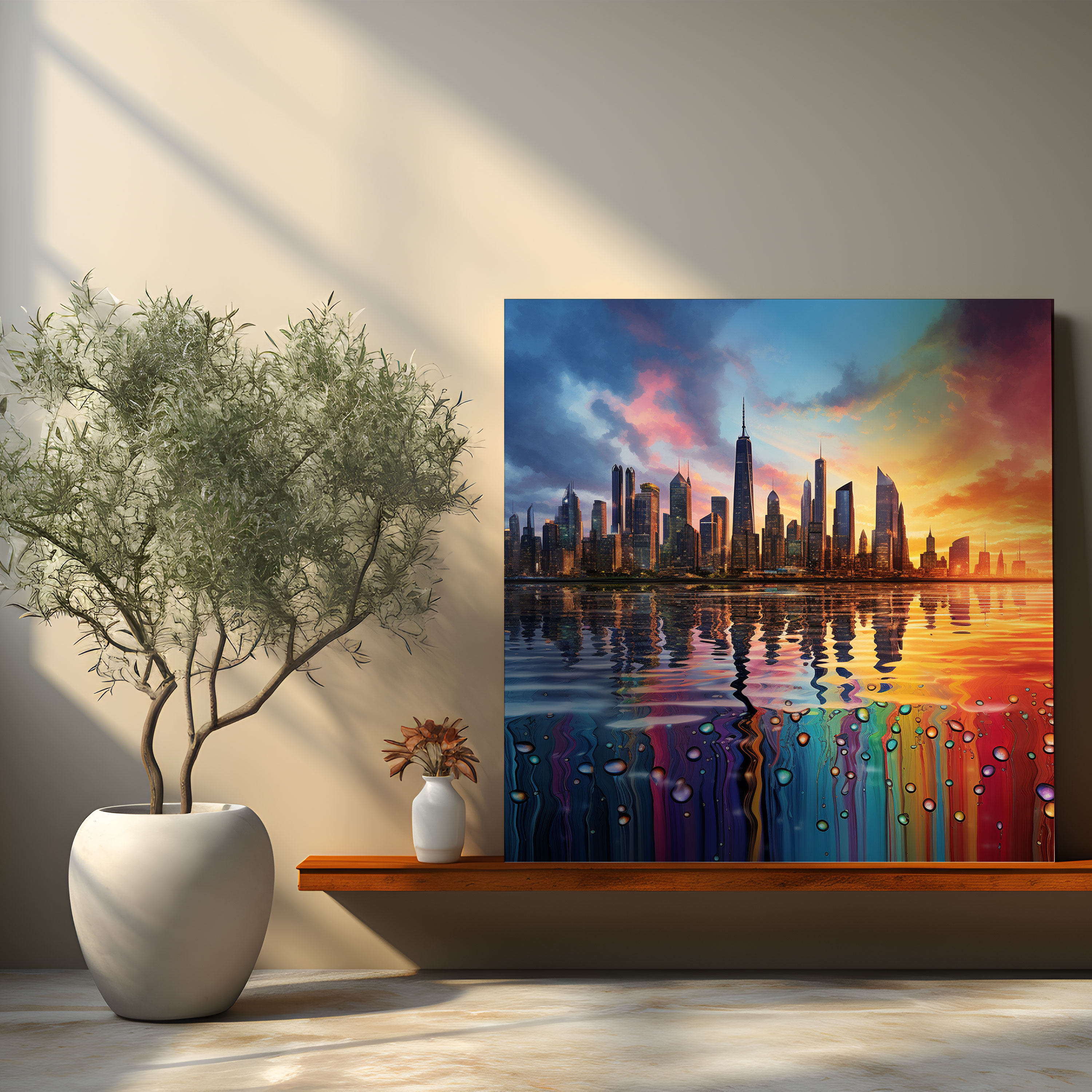 Rainbow City Rain Canvas Print Wall Decor - Rain, Canvas Wall Art, Wall Art, Canvas Print