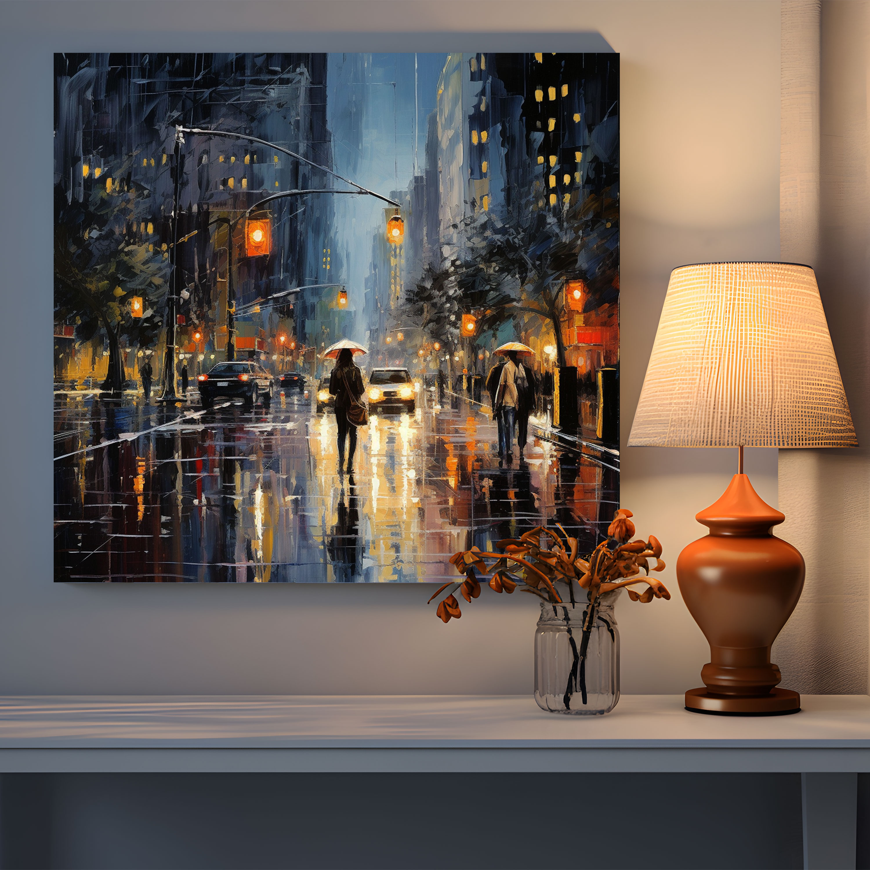Glistening Rain Canvas Print Wall Decoration - Rain, Canvas Wall Art, Wall Art, City Street