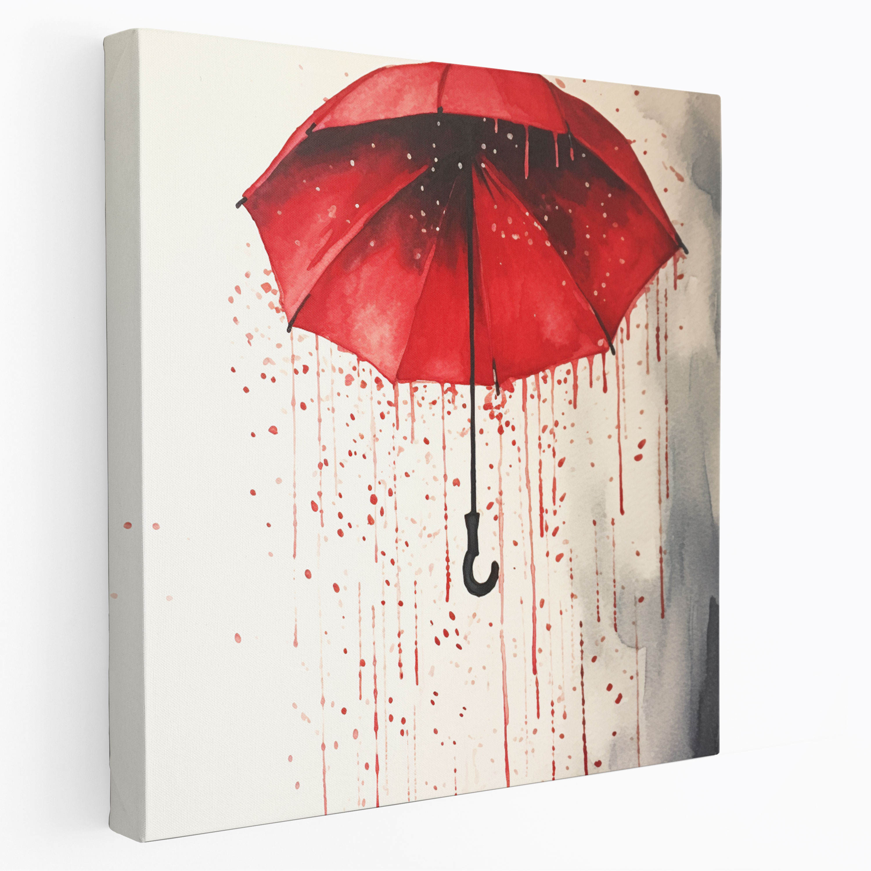Rainy Day Canvas Print - Rain, Wall Decoration, Serenity, Red Umbrella