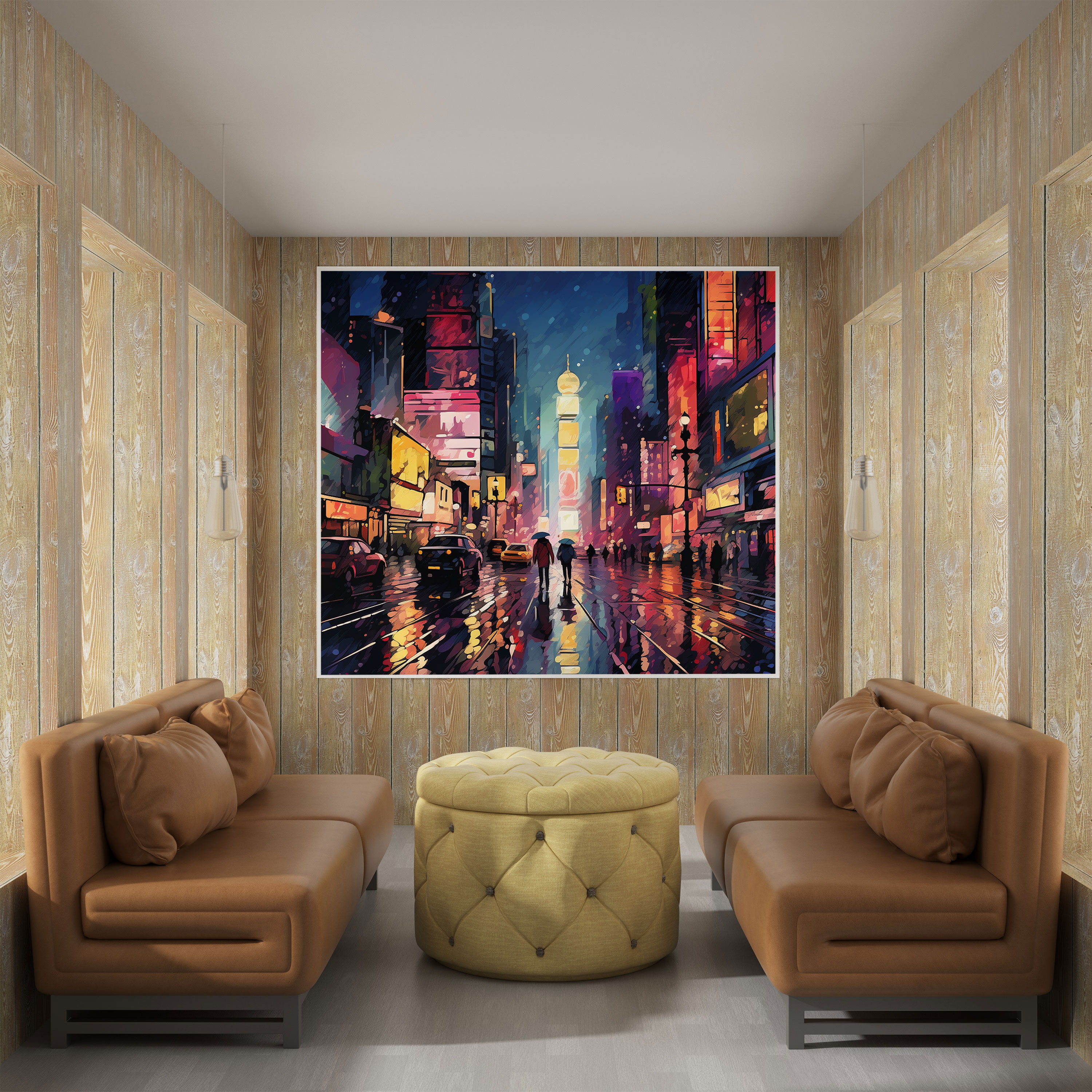 City Rain Canvas Print - Rain, Canvas Print, Modern, Digital Illustration