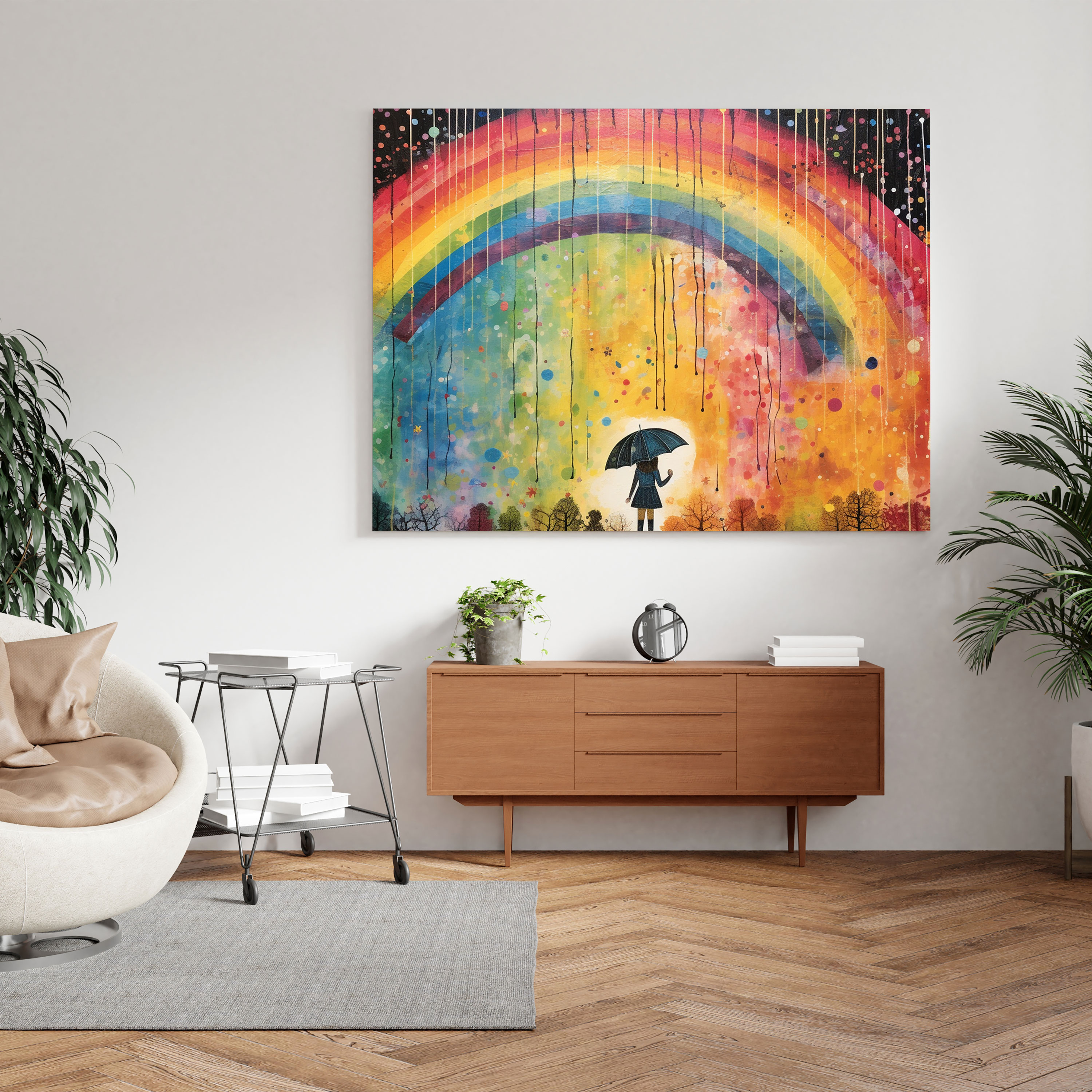Rainbow Rain Canvas Print - Rain, Canvas, Whimsical, Canvas Print