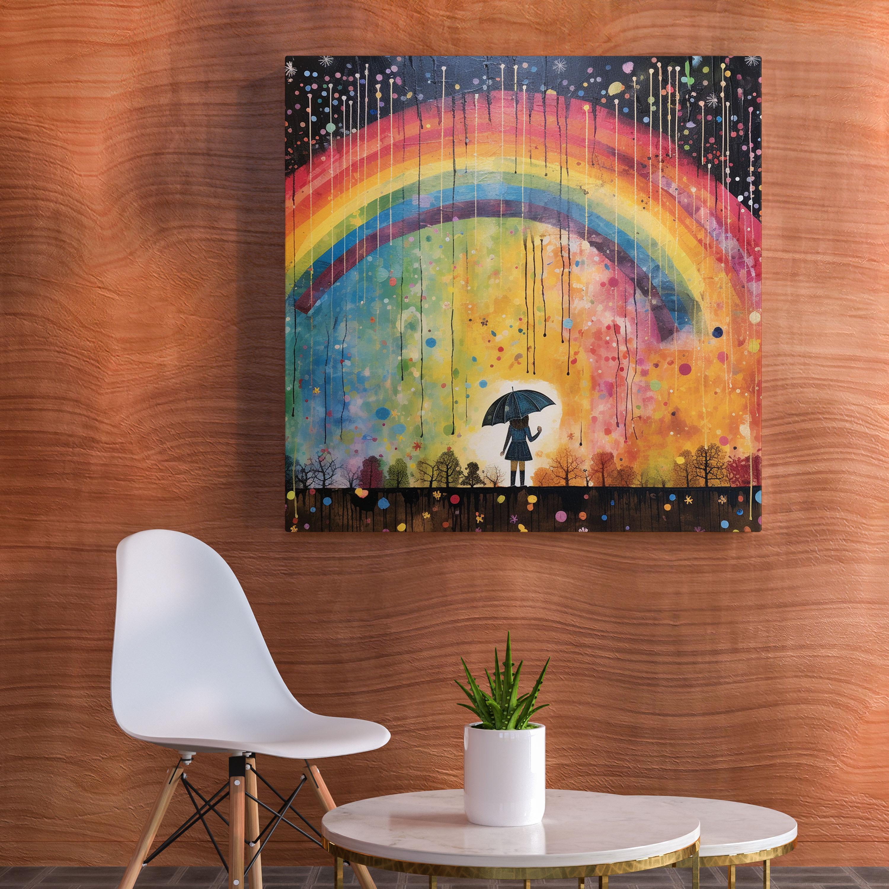 Rainbow Rain Canvas Print - Rain, Canvas, Whimsical, Canvas Print