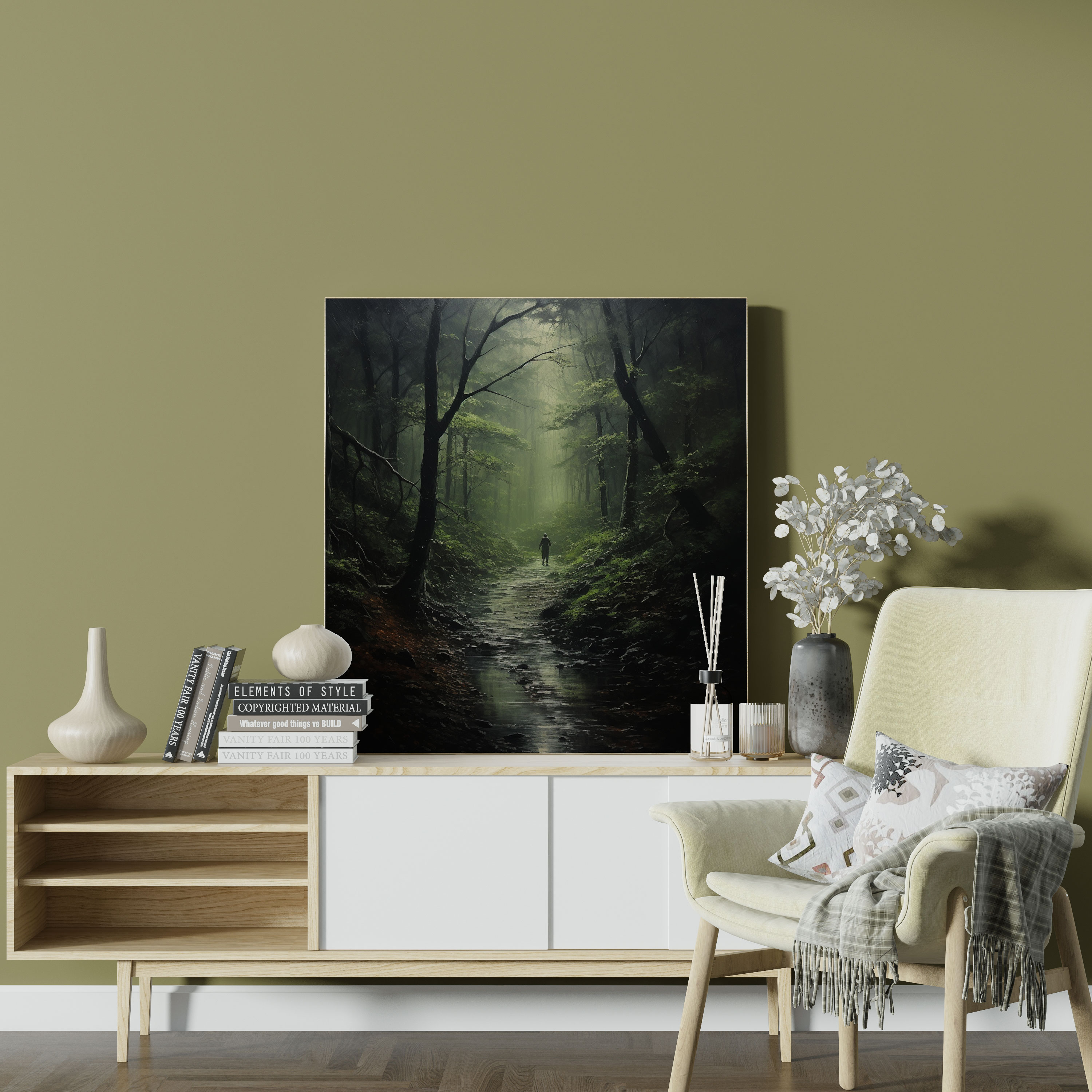 Enchanted Rainforest Canvas Print - Rain, Rainy Forest Scene, Canvas Wall Art, Oil Painting