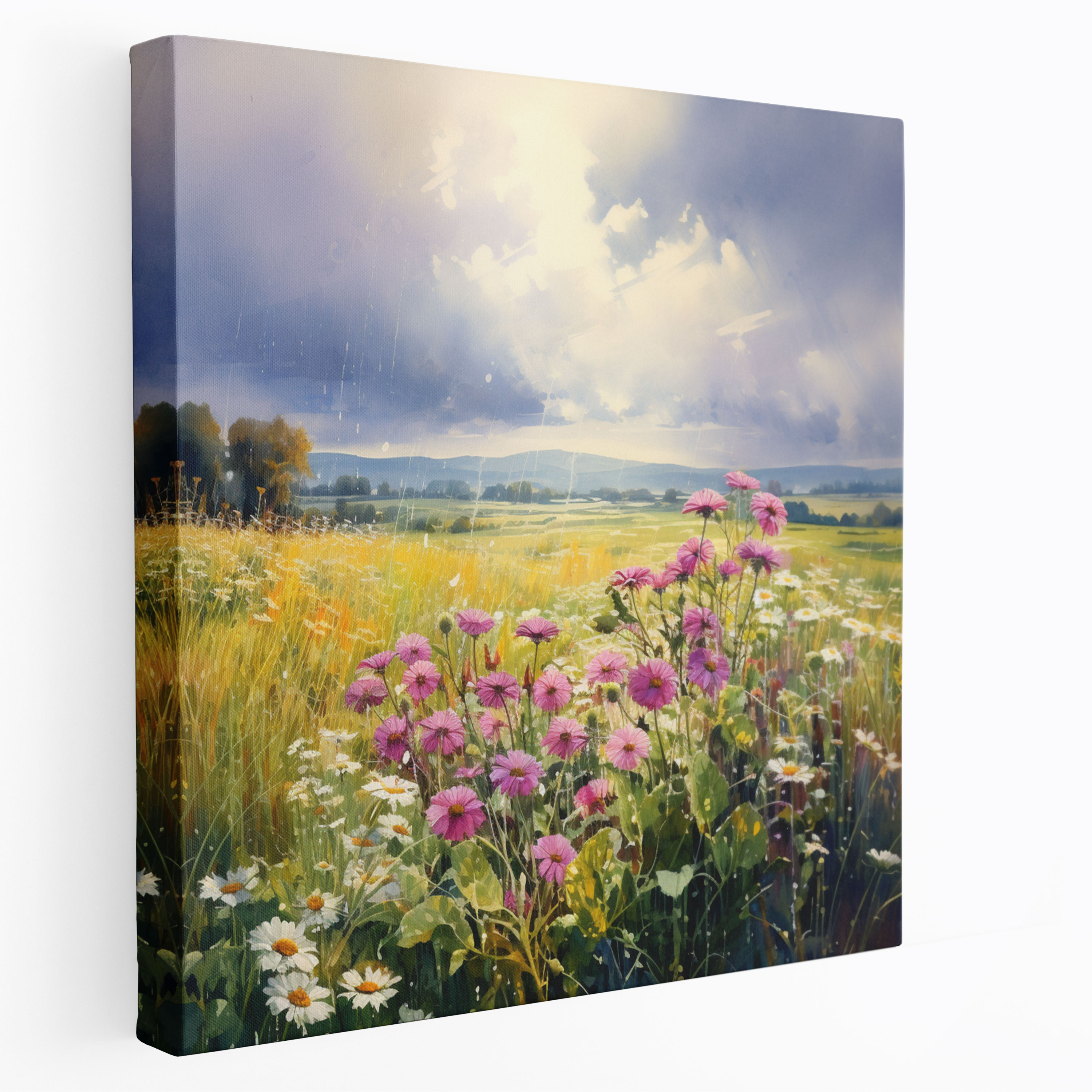 Field Of Rain Canvas Print - Rain, Natural Beauty, Soothing Ambiance, Rain Shower