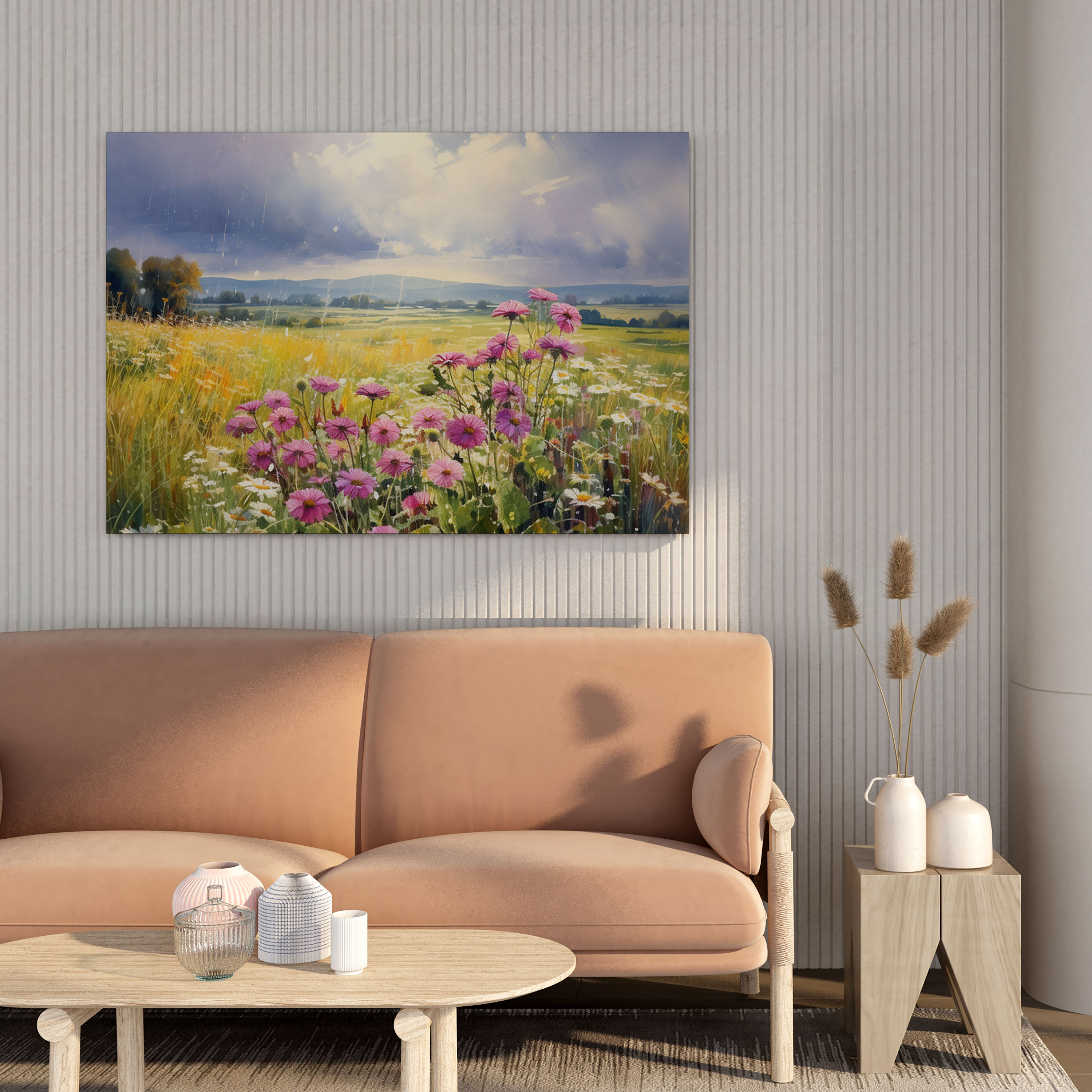 Field Of Rain Canvas Print - Rain, Natural Beauty, Soothing Ambiance, Rain Shower