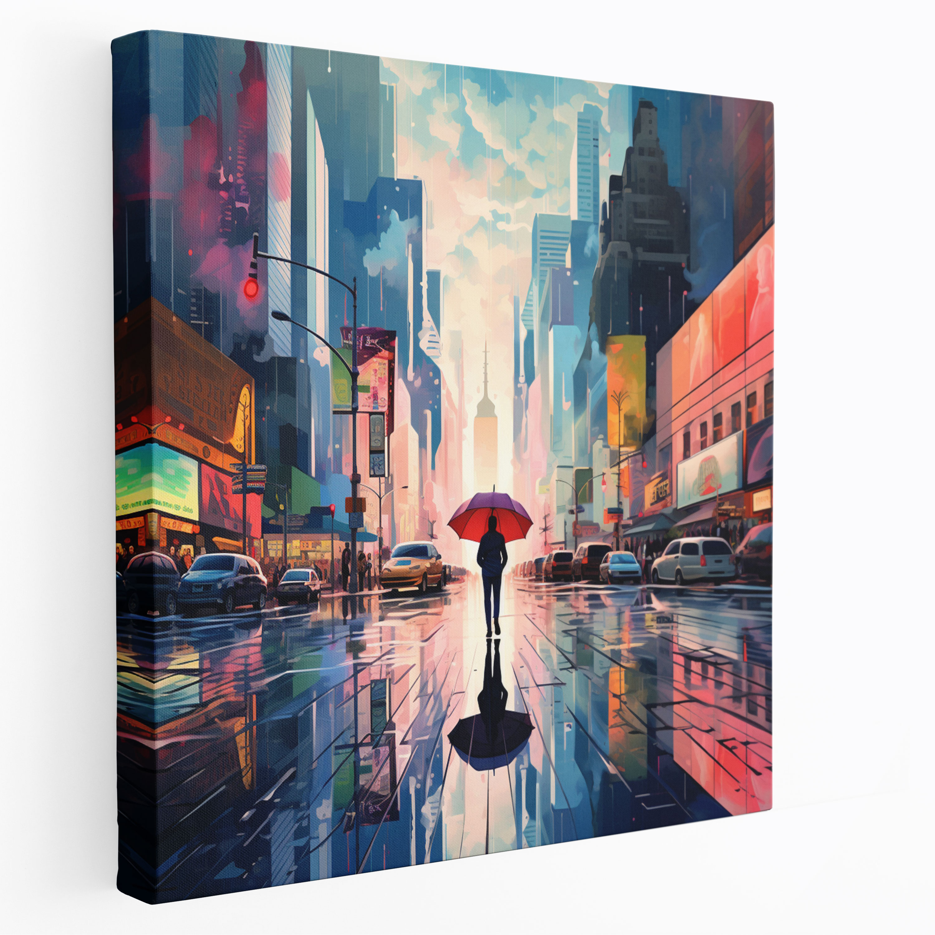 Rainy Day Canvas Print - Rain, Contemporary Art, Nostalgic, Cityscape