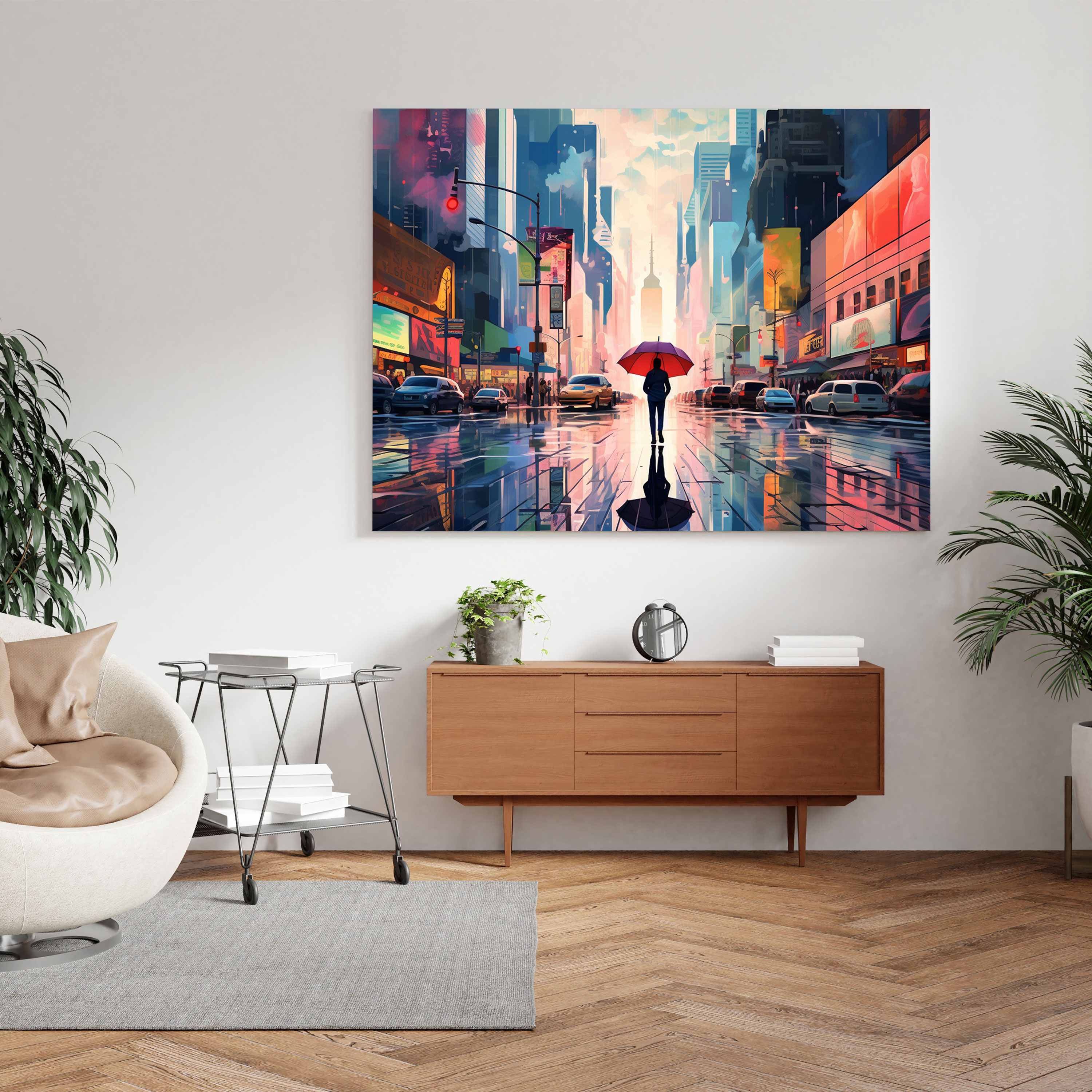 Rainy Day Canvas Print - Rain, Contemporary Art, Nostalgic, Cityscape