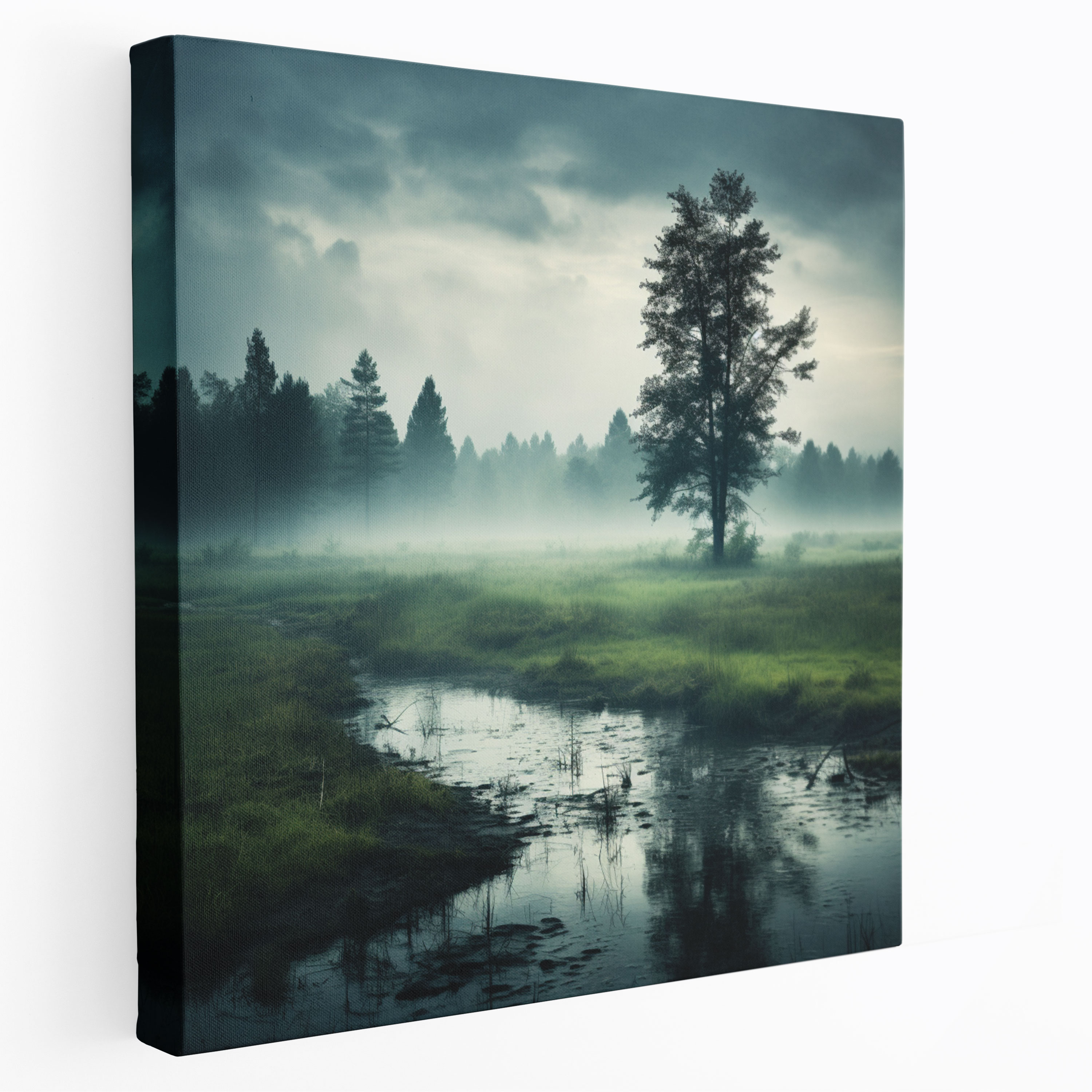 Misty Meadow Canvas Print - Rain, Wall Art, Canvas Wall Art, Photograph
