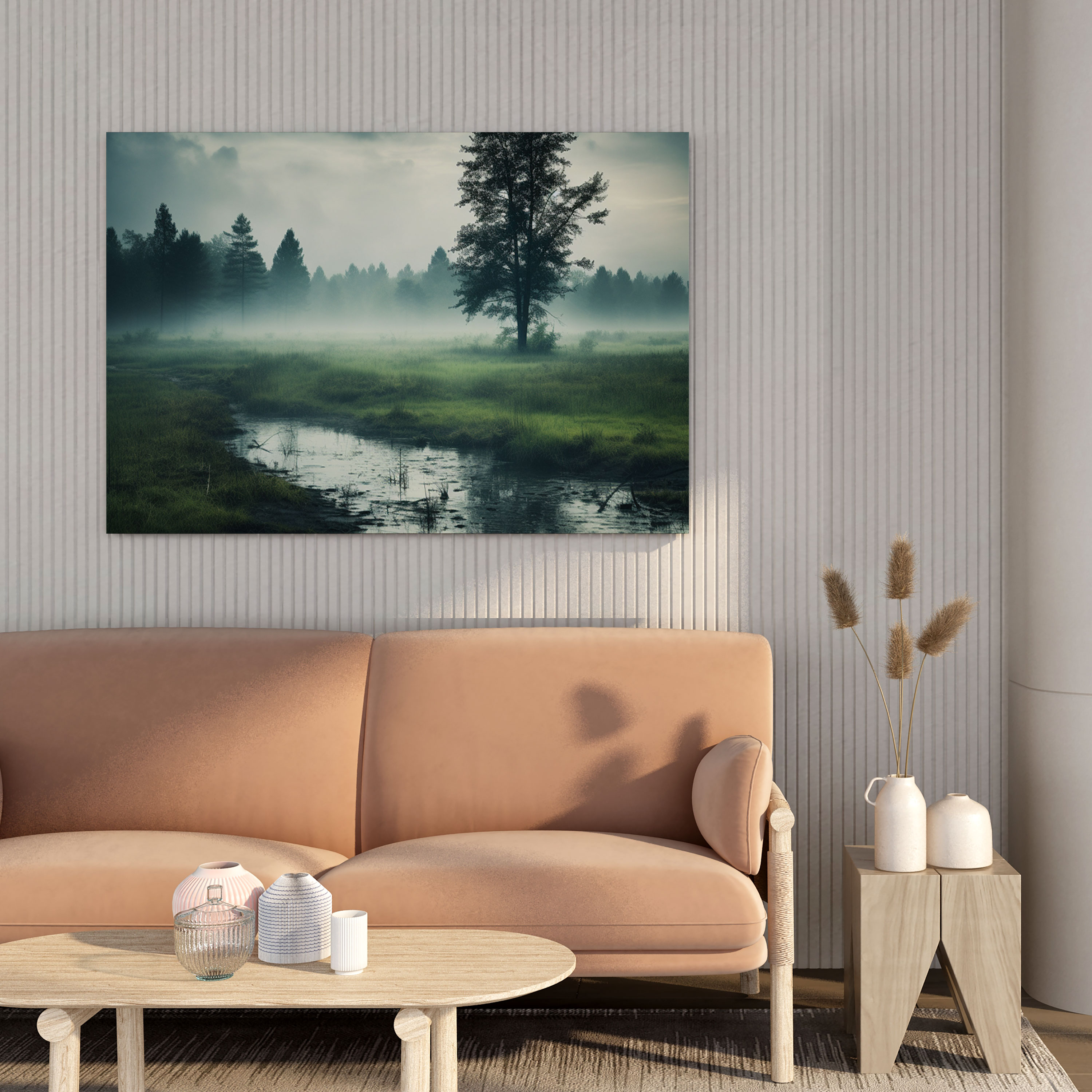 Misty Meadow Canvas Print - Rain, Wall Art, Canvas Wall Art, Photograph