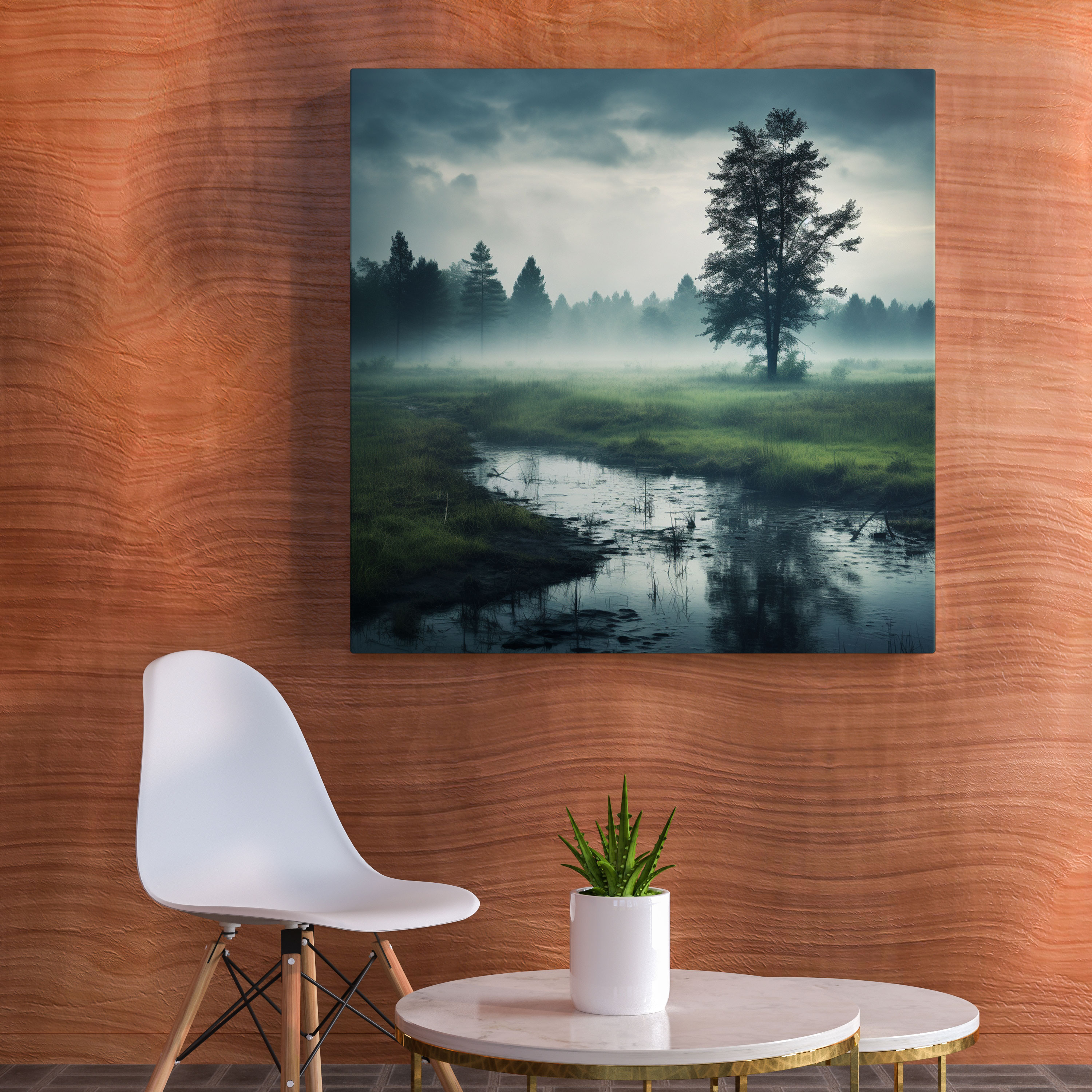Misty Meadow Canvas Print - Rain, Wall Art, Canvas Wall Art, Photograph