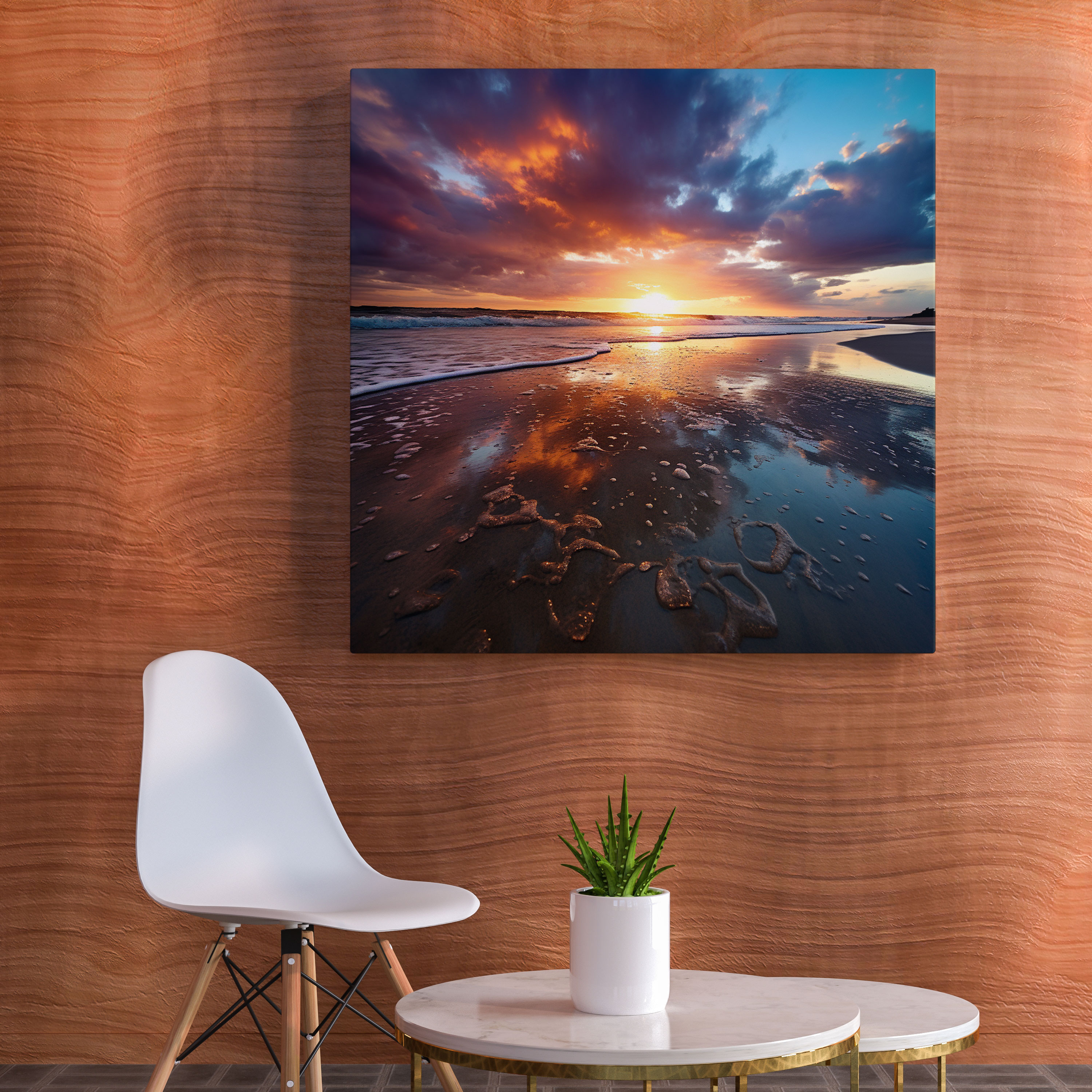Beach Rainfall Canvas Print - Rain, Wall Art, Canvas Print, Home Decoration