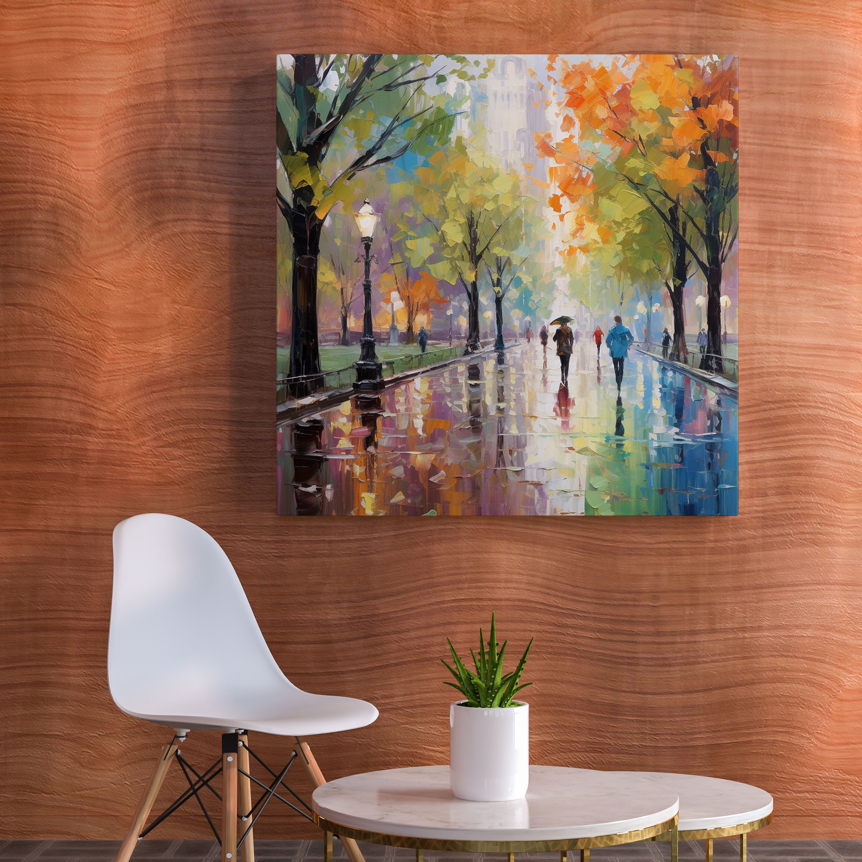 Rainy Park Canvas Print - Rain, Wall Art, Wall Decoration, Home Decoration