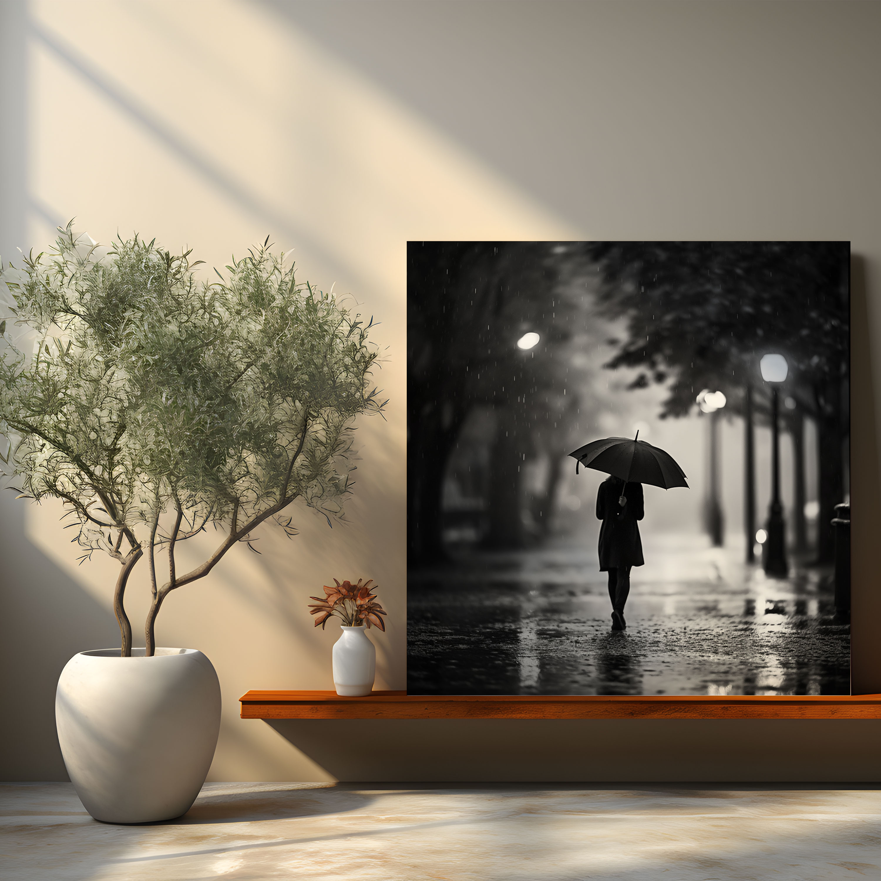 Serenity In Rain Canvas Print - Rain, Wall Art, Canvas, Umbrella