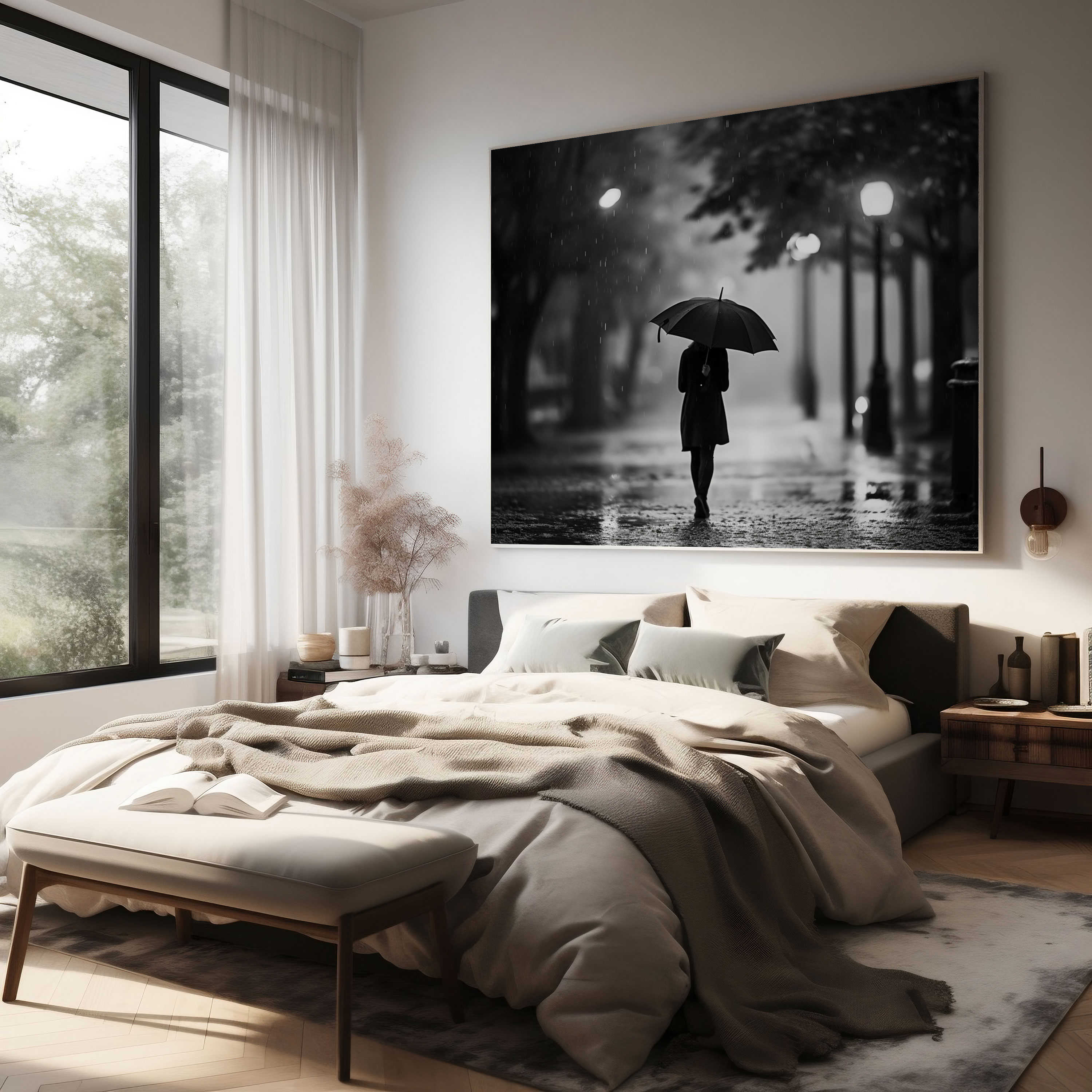 Serenity In Rain Canvas Print - Rain, Wall Art, Canvas, Umbrella