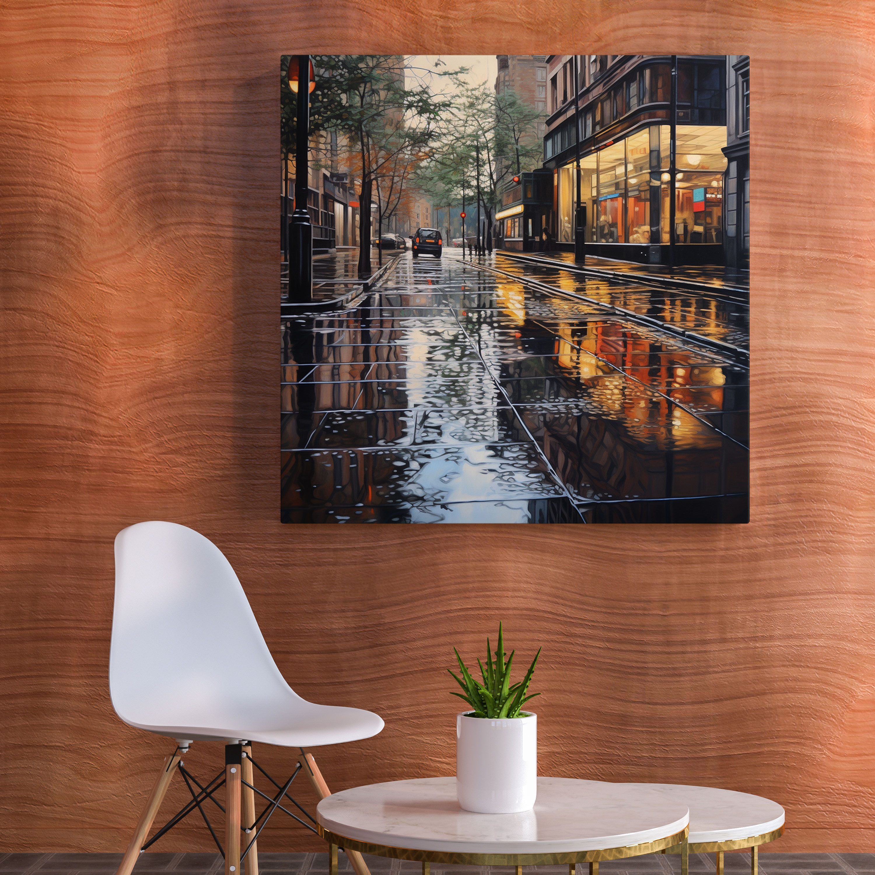 Rainy Street Canvas Print - Rain, Wall Art, Canvas Print, Texture