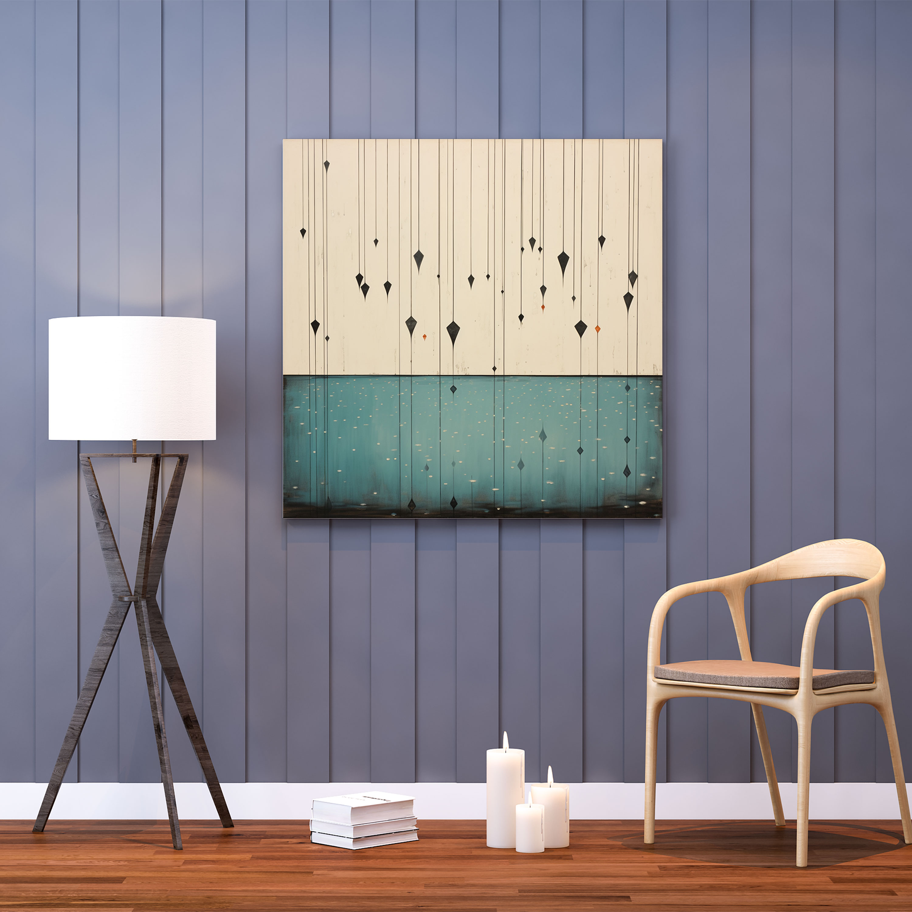 Minimal Rain Canvas Print - Rain, Minimalist Artwork, Clean Design, Rain