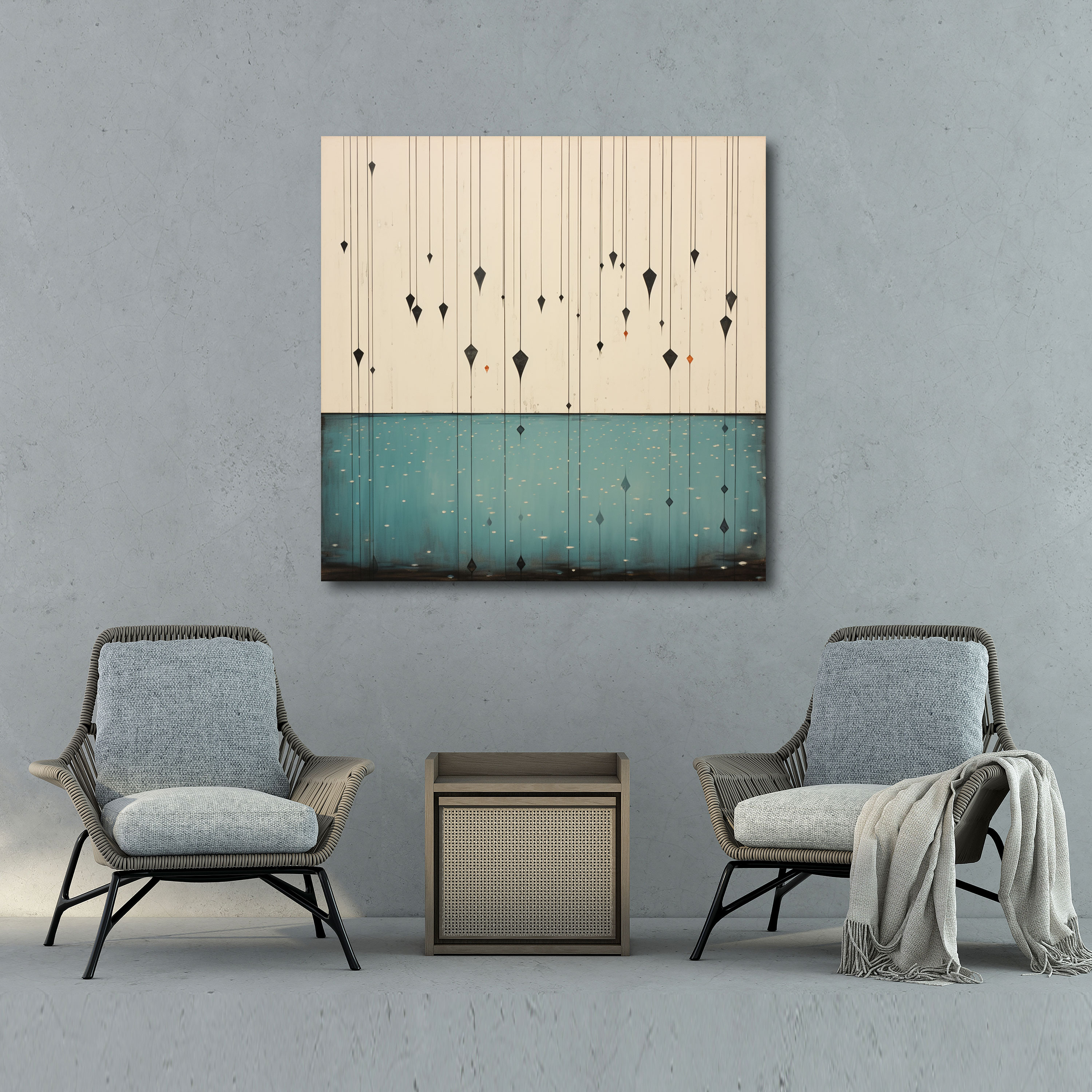 Minimal Rain Canvas Print - Rain, Minimalist Artwork, Clean Design, Rain
