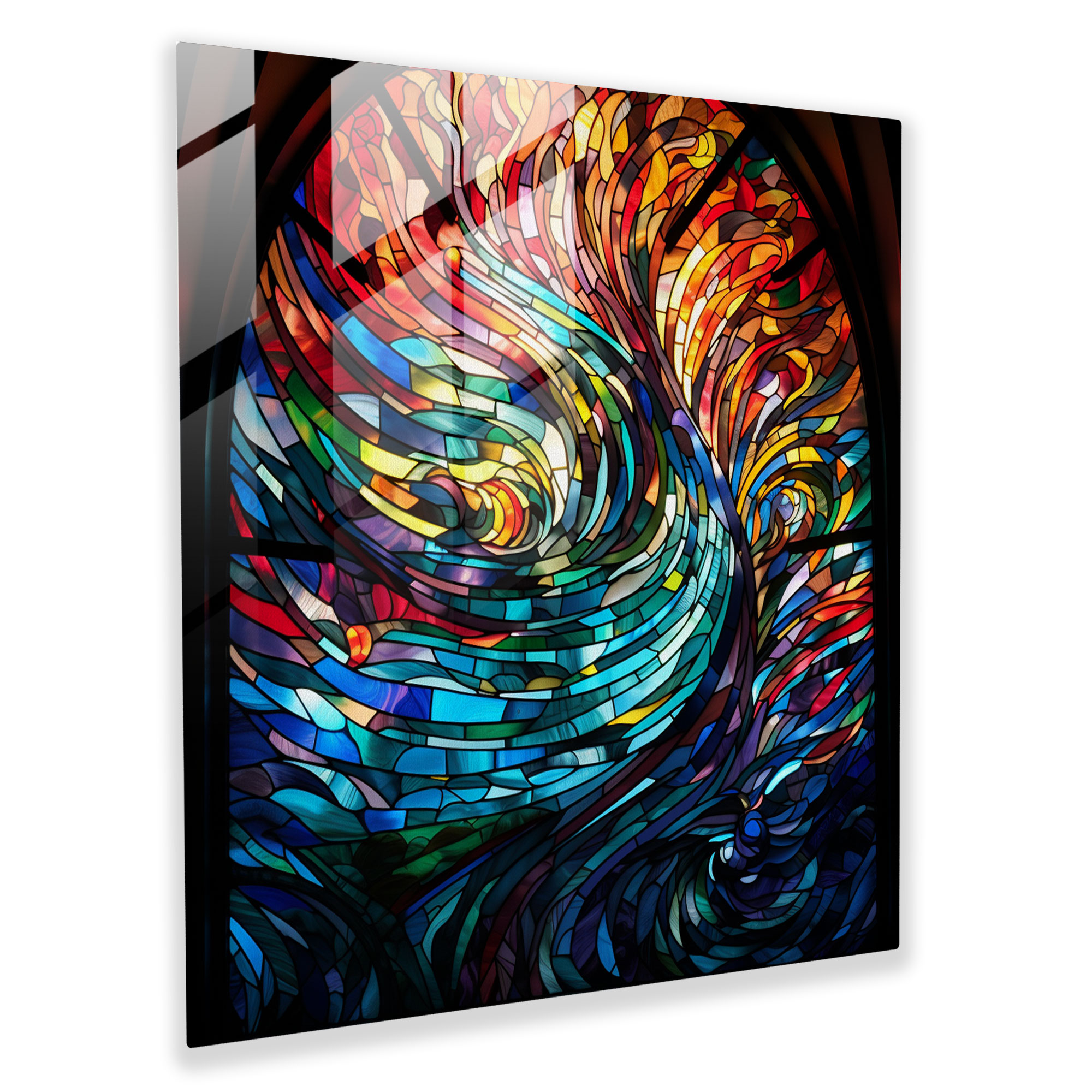 Abstract Rainbow Glass Print - Rainbow, Modern Art, Abstract Stained Glass Window, Home Decoration