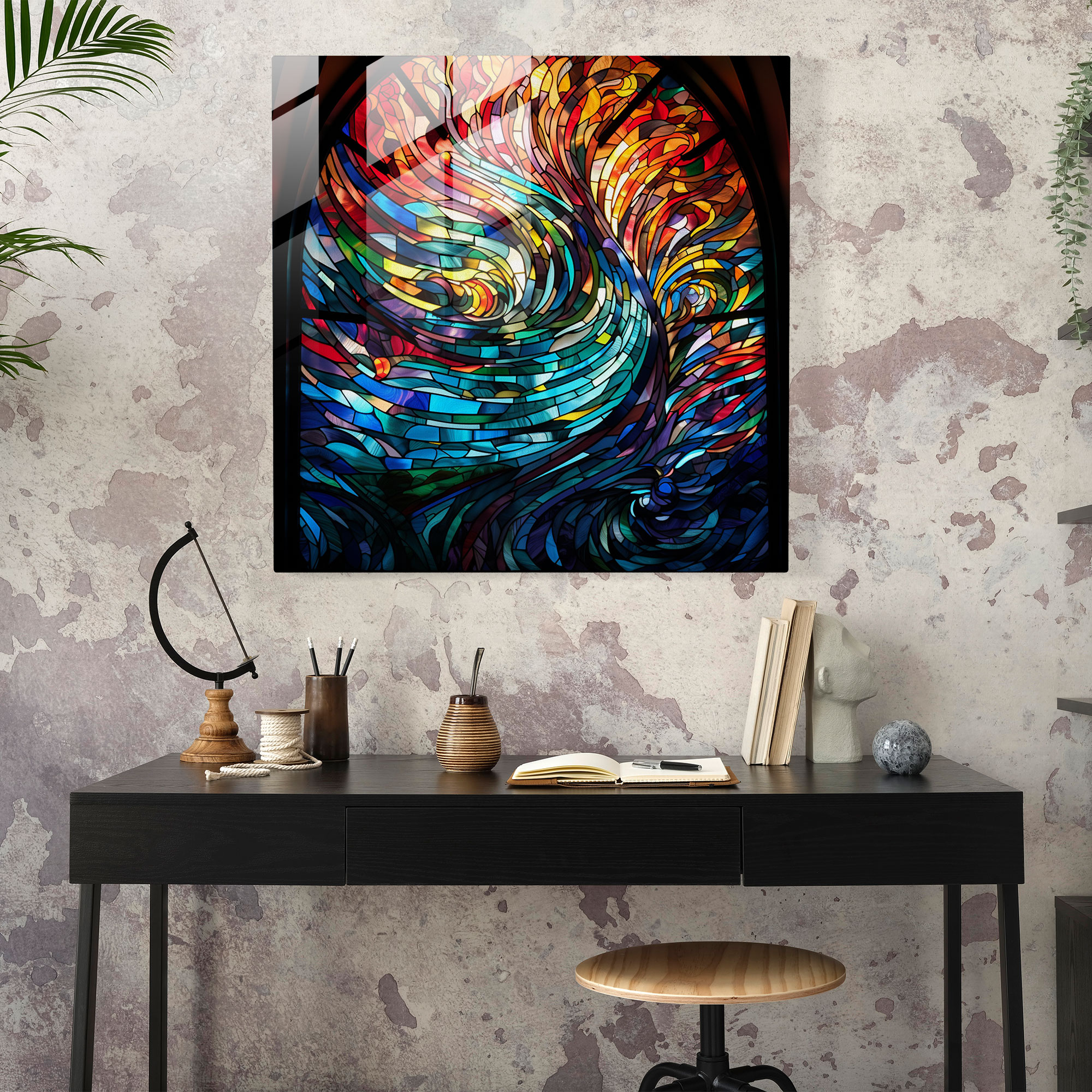Abstract Rainbow Glass Print - Rainbow, Modern Art, Abstract Stained Glass Window, Home Decoration