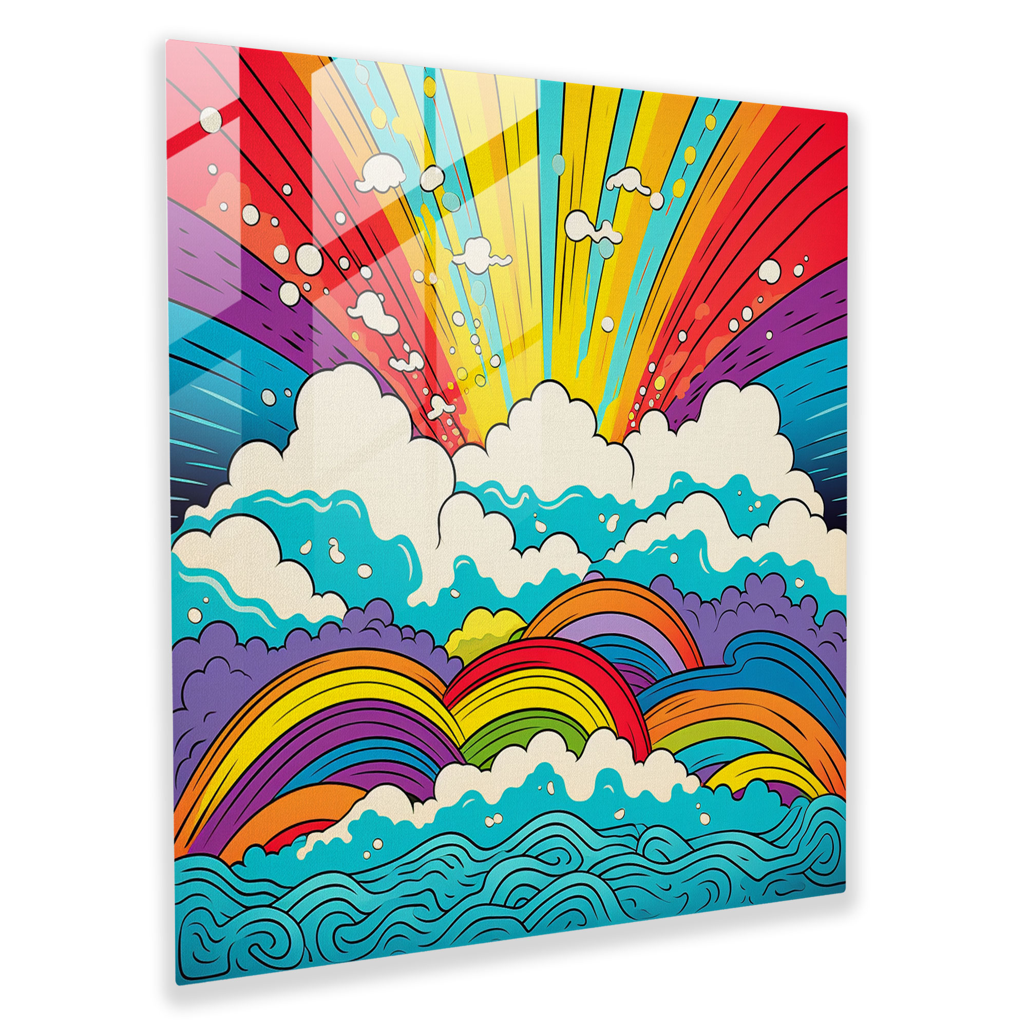Rainbow Pop Art Glass Print - Rainbow, Rainbow, Glass Print, Modern Art