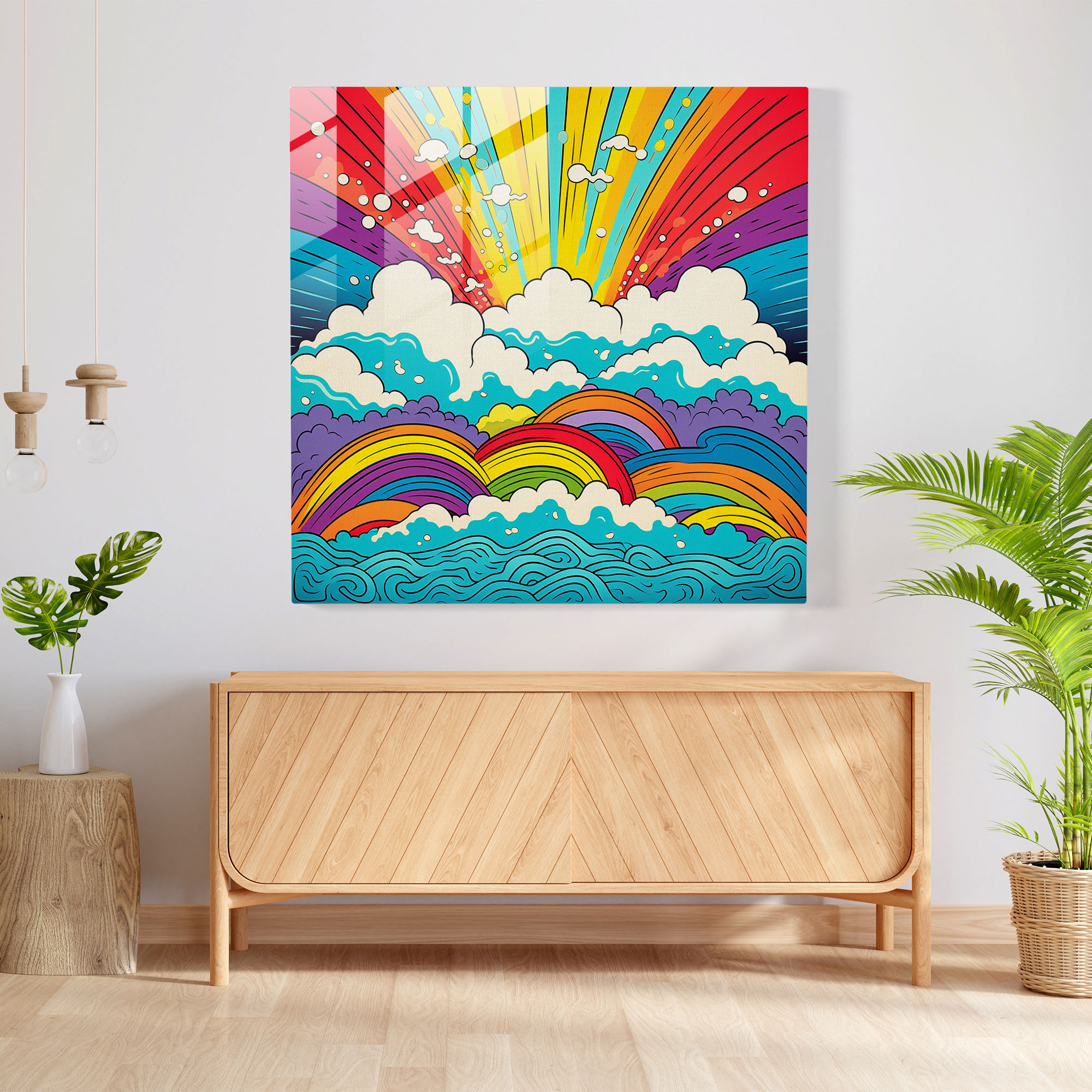 Rainbow Pop Art Glass Print - Rainbow, Rainbow, Glass Print, Modern Art