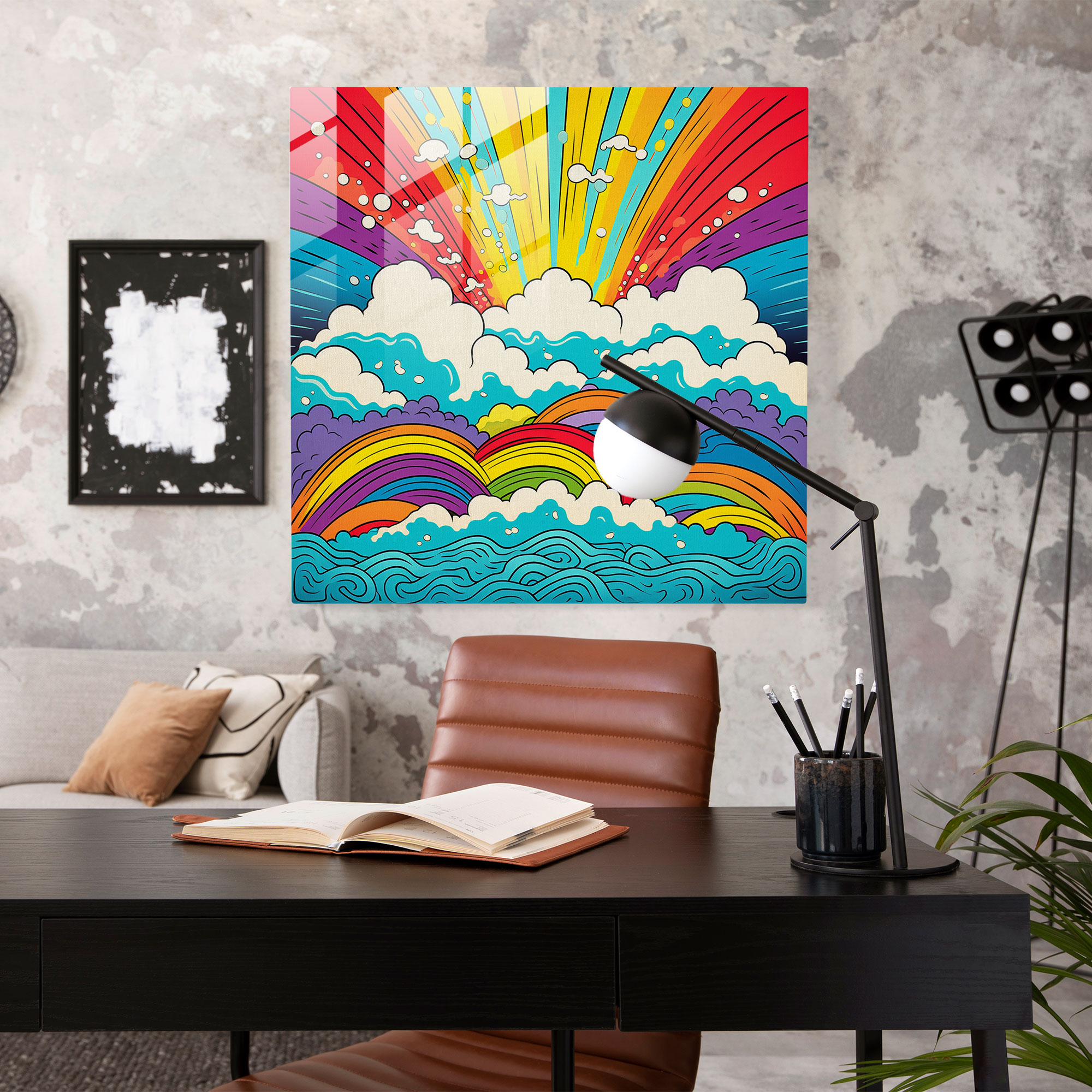 Rainbow Pop Art Glass Print - Rainbow, Rainbow, Glass Print, Modern Art