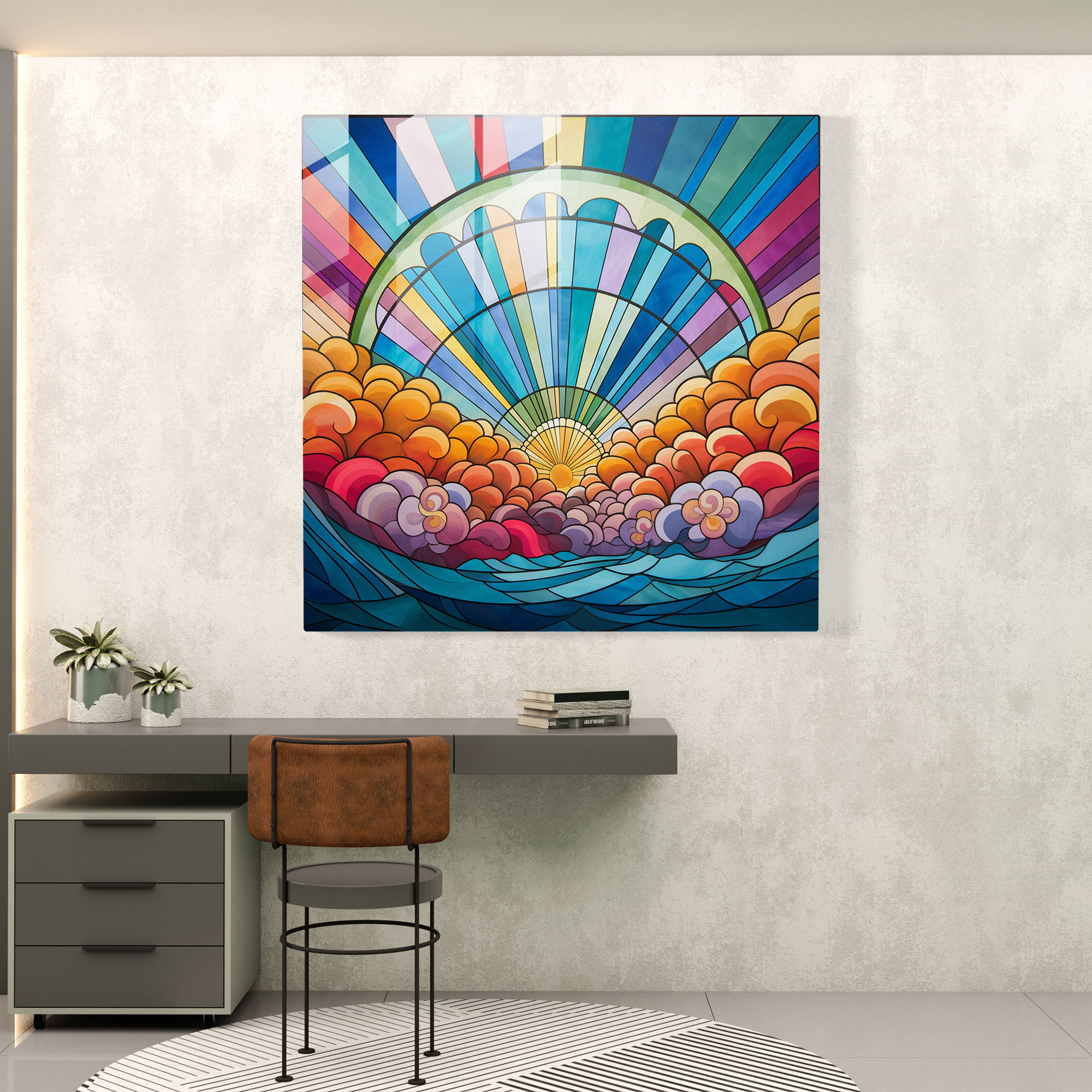 Rainbow Stained Glass Wall Art - Rainbow, Glass Wall Art, Home Decoration, Rainbow