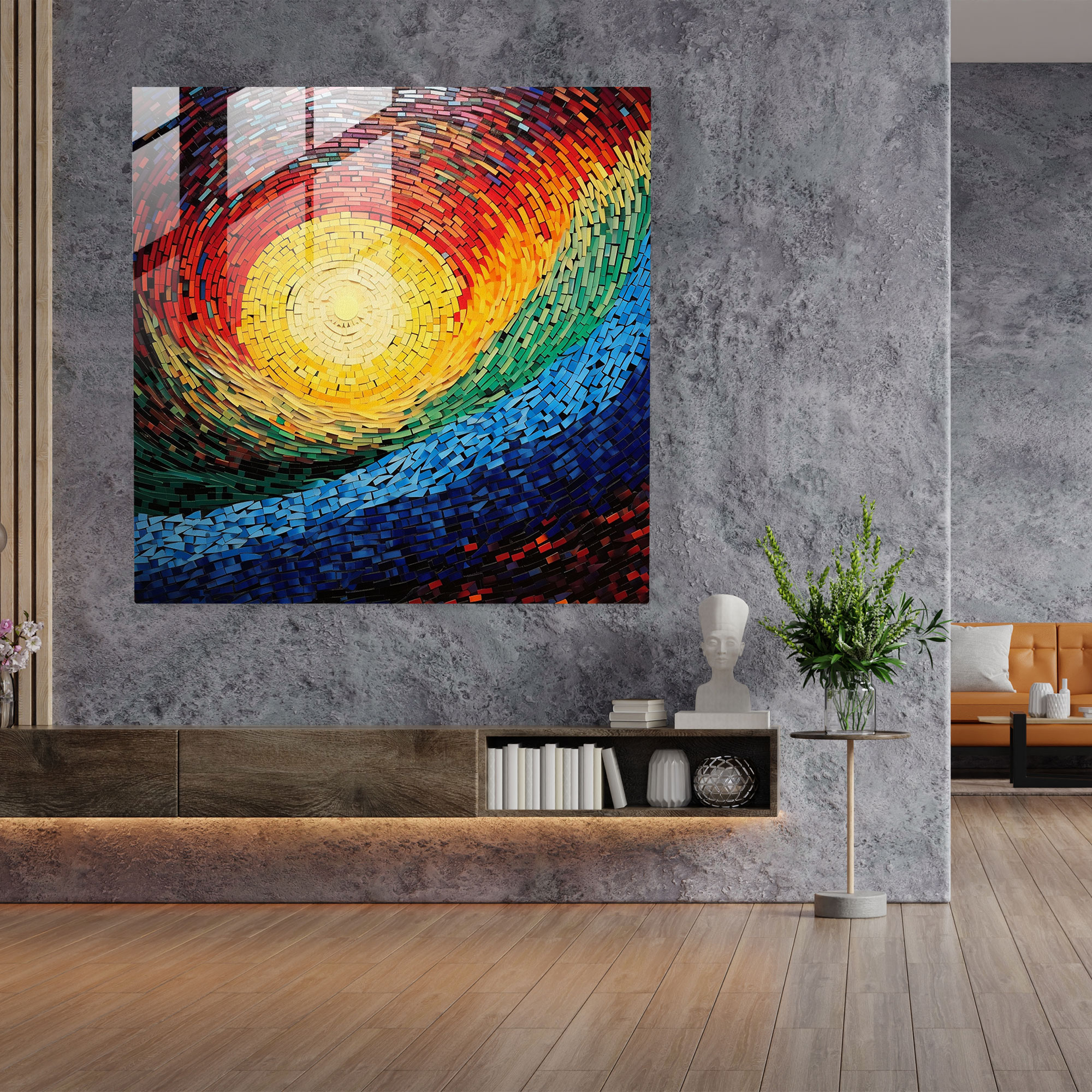 Renkli Cam Mozaik Duvar Dekorasyonu - Renkli Duvar Dekorasyonu Modern Sanat Büyüleyici