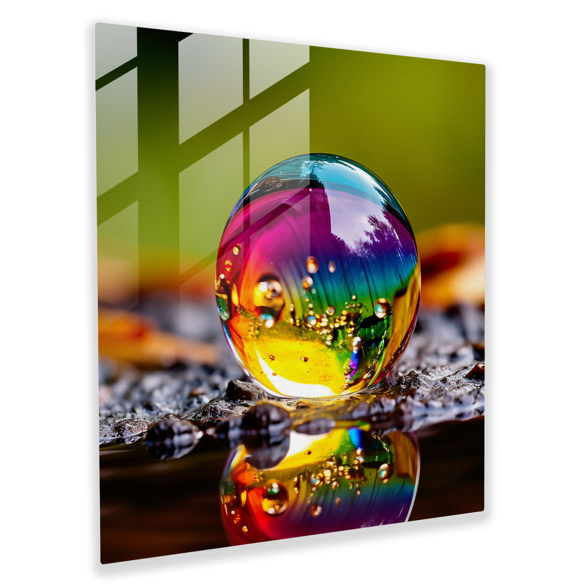 Rainbow Reflection Glass Print - Rainbow, Rainbow, Home Decoration, Abstract Photography