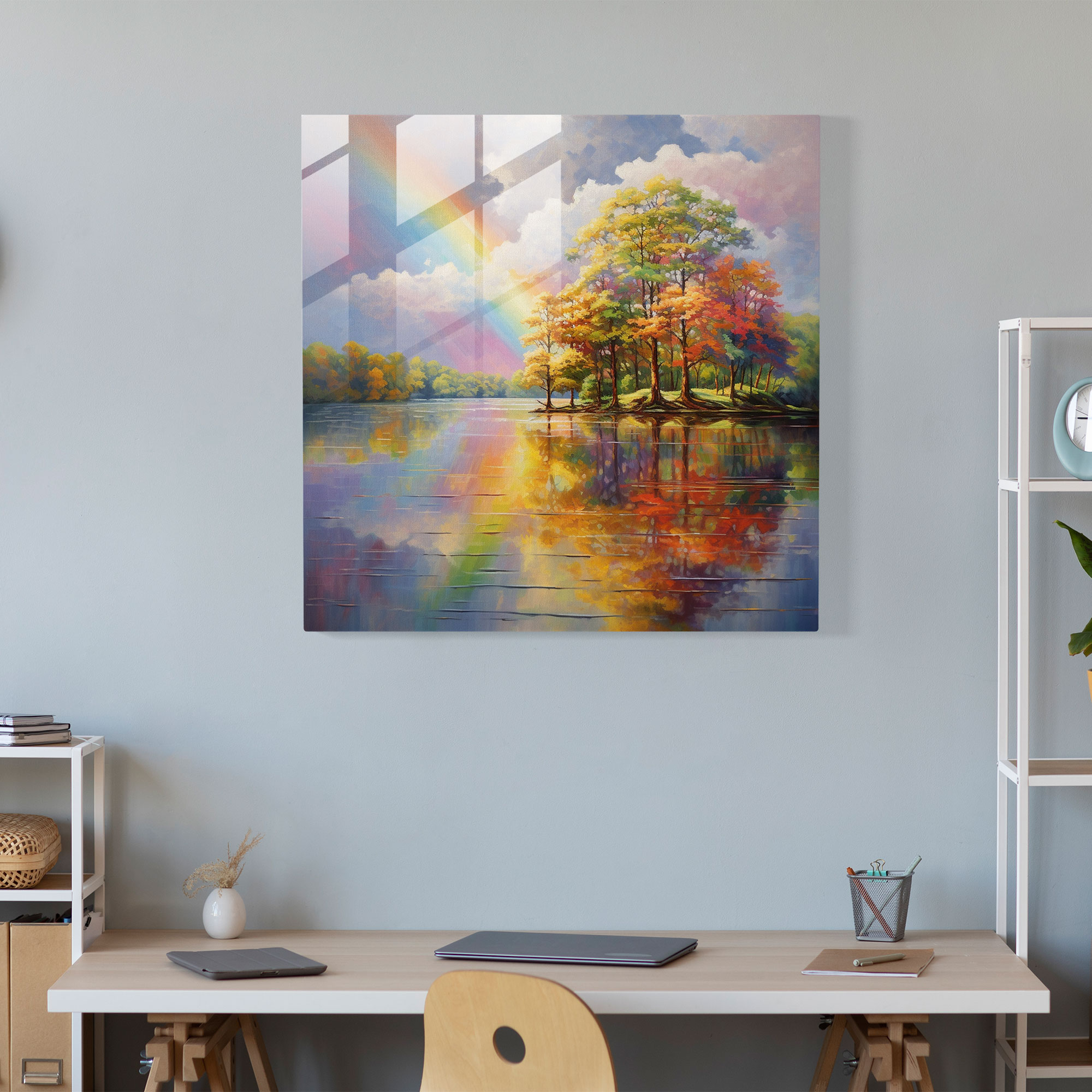 Rainbow Reflection Glass Print - Rainbow, Glass Art, Glass Wall Art, Modern Art