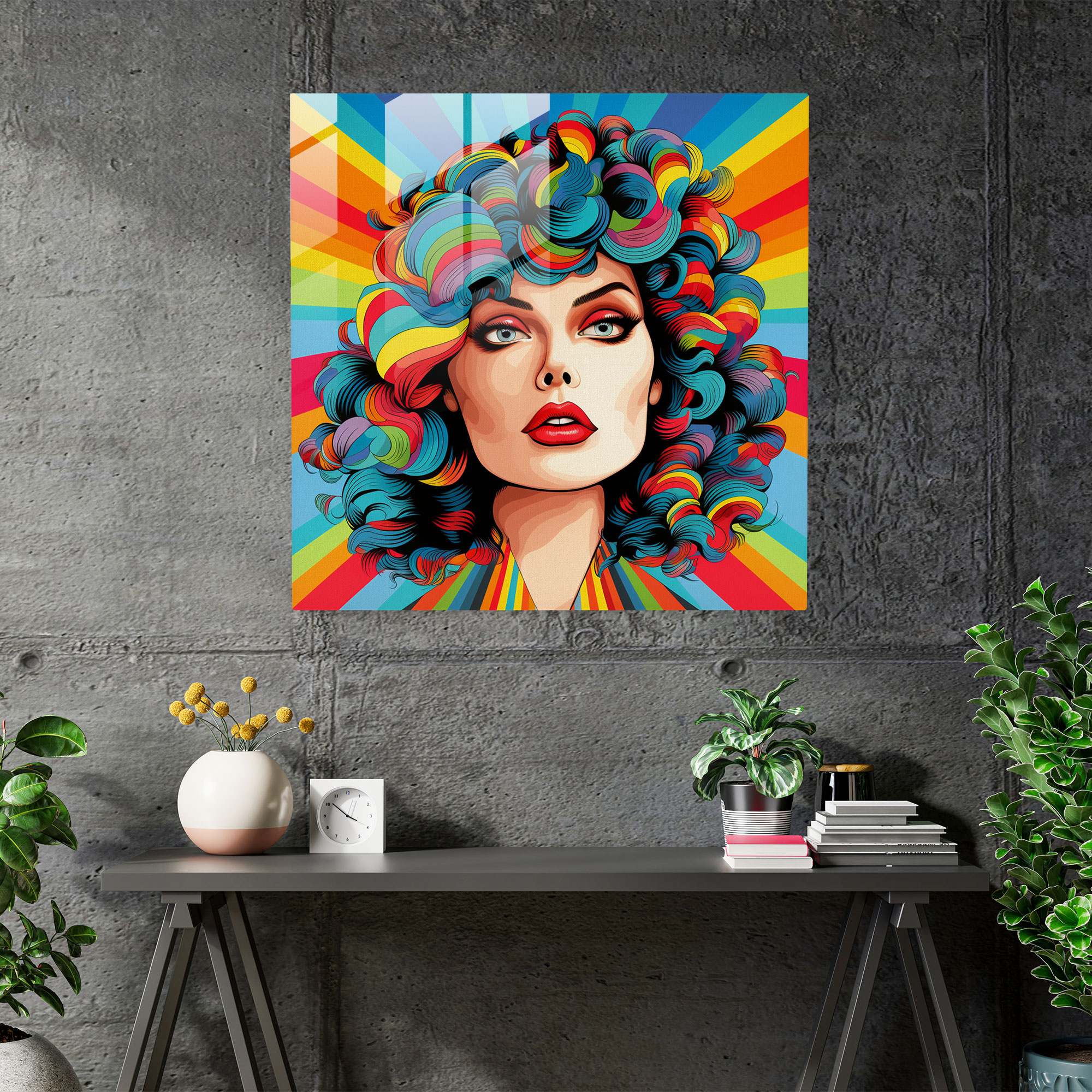 Rainbow Pop Art Glass Wall Art - Rainbow, Glass Art, Home Decoration, Glass Wall Art