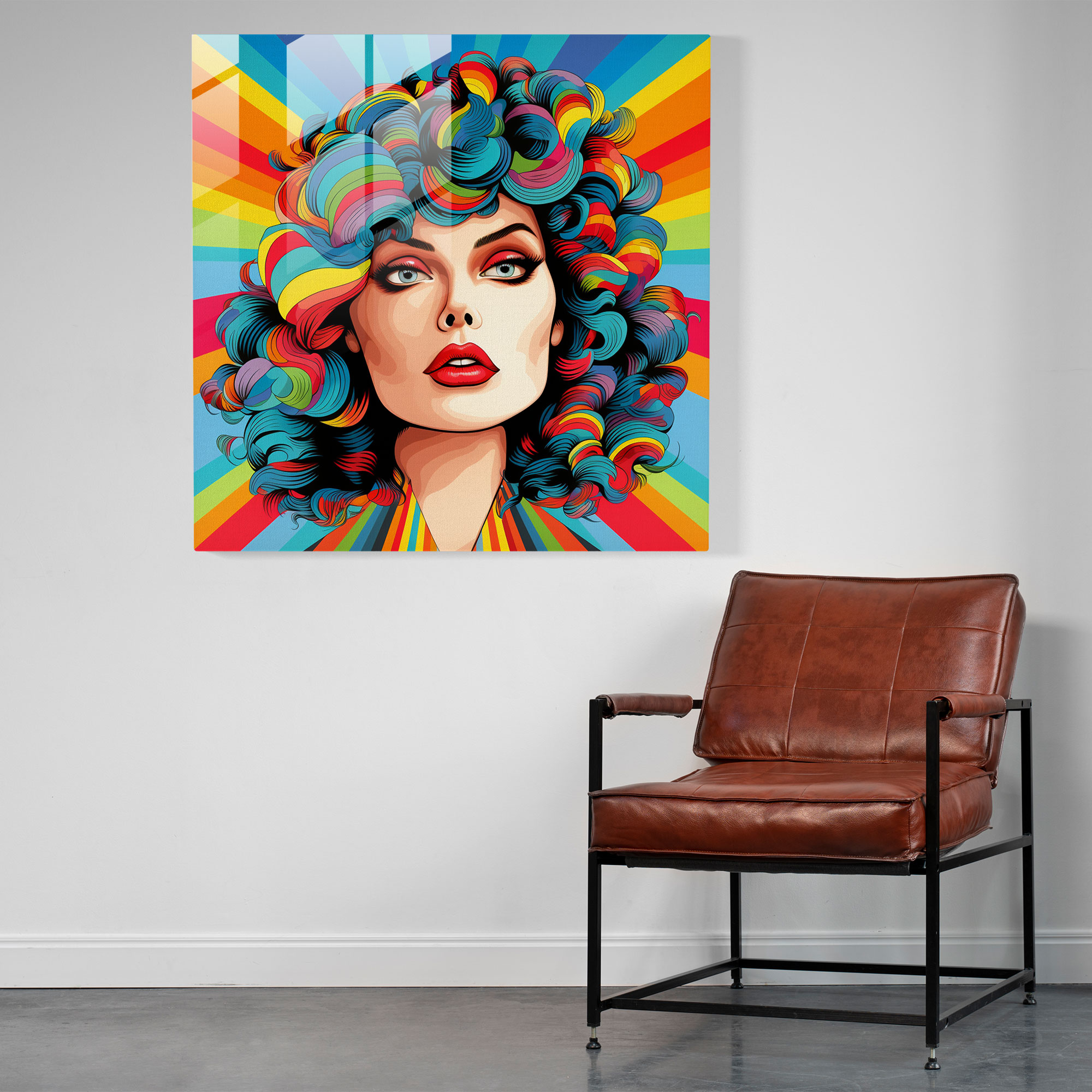 Rainbow Pop Art Glass Wall Art - Rainbow, Glass Art, Home Decoration, Glass Wall Art