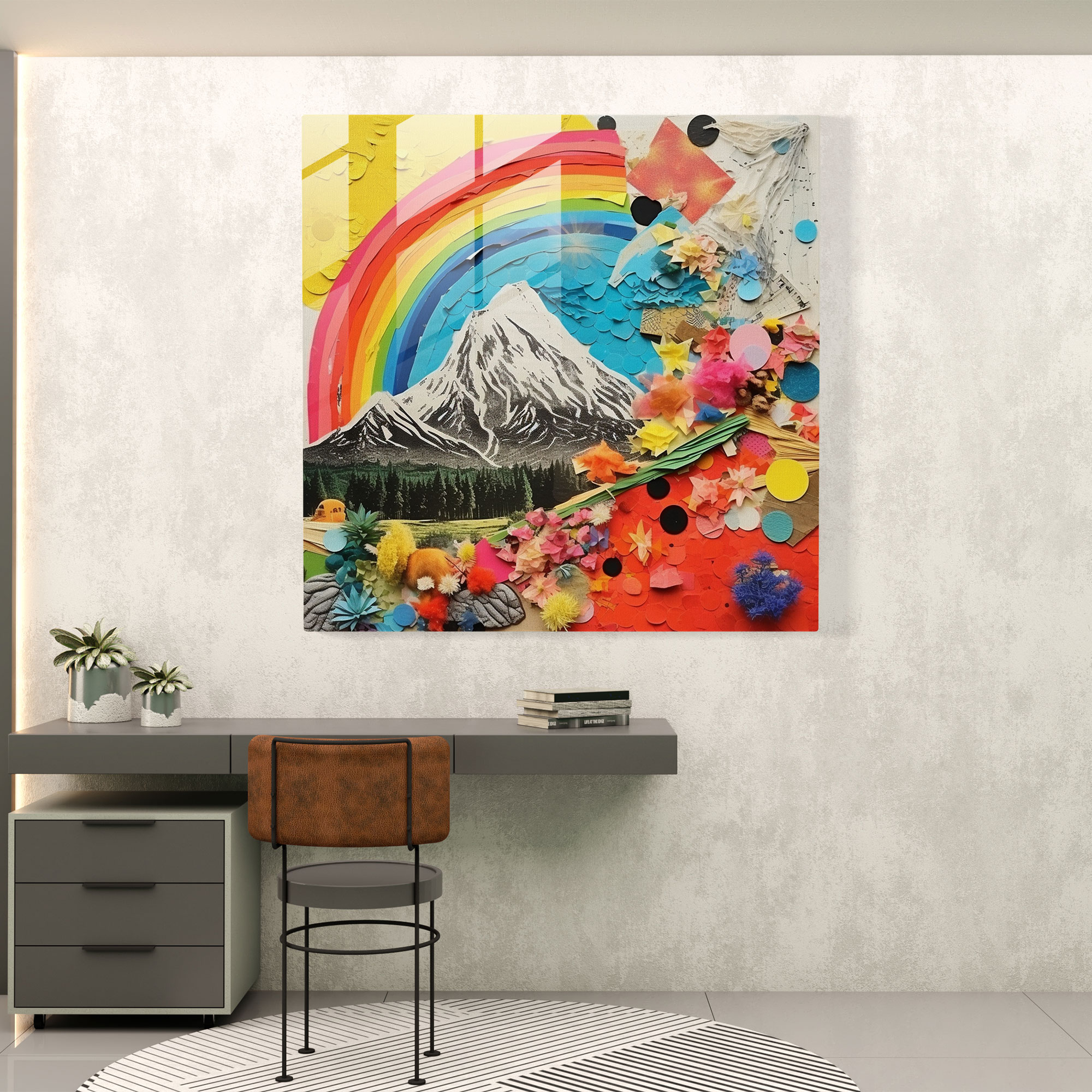 Contemporary Rainbow Glass Wall Art - Rainbow, Home Decoration, Glass Print, Wall Decoration