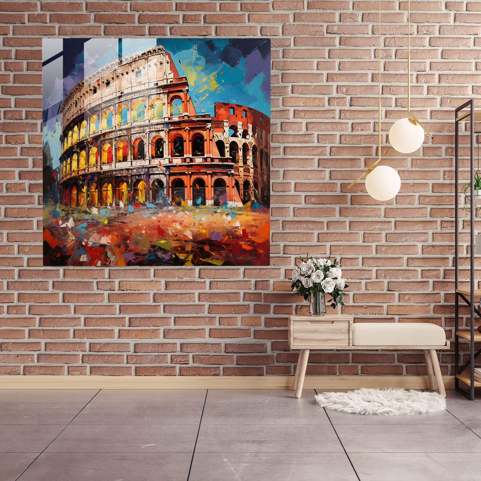 Impressionist Glass Print of Roman Colosseum: Van Gogh's Masterpiece in Glass Wall Art