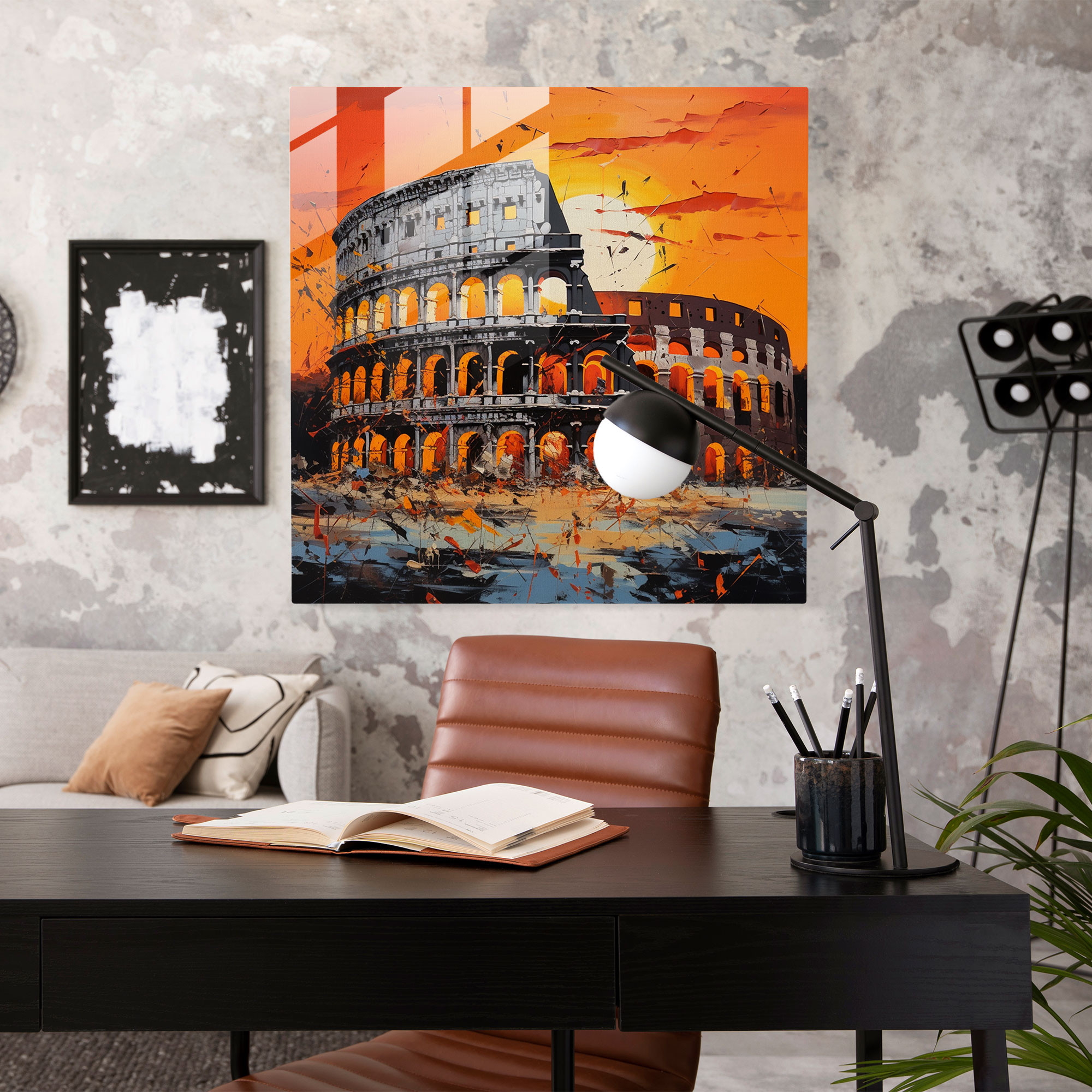Enigmatic Elegance Glass Print - Roman Colosseum Sunset Glass Wall Art