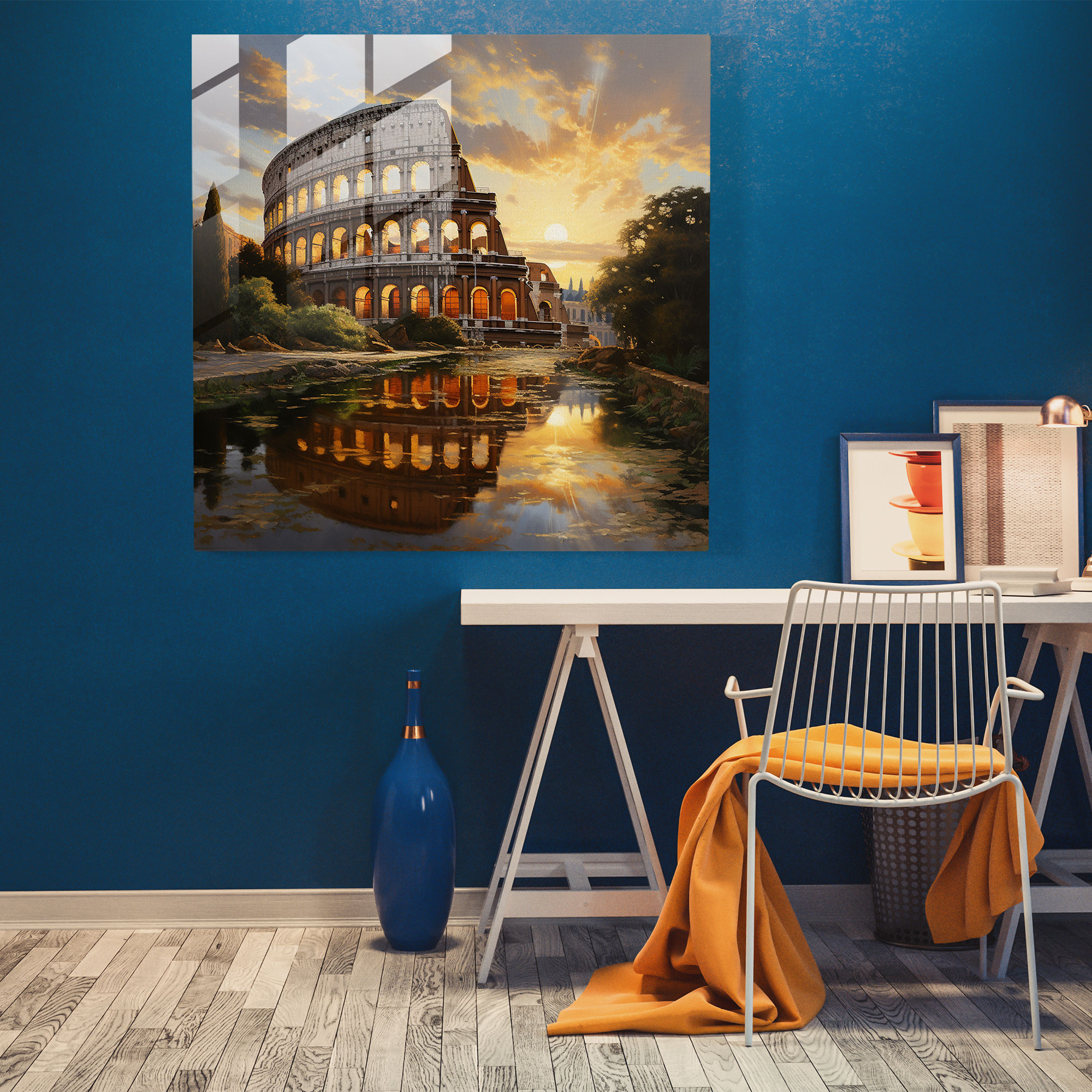 Enchanting Glass Print of the Roman Colosseum - Impressionistic Glass Wall Art Home Decoration