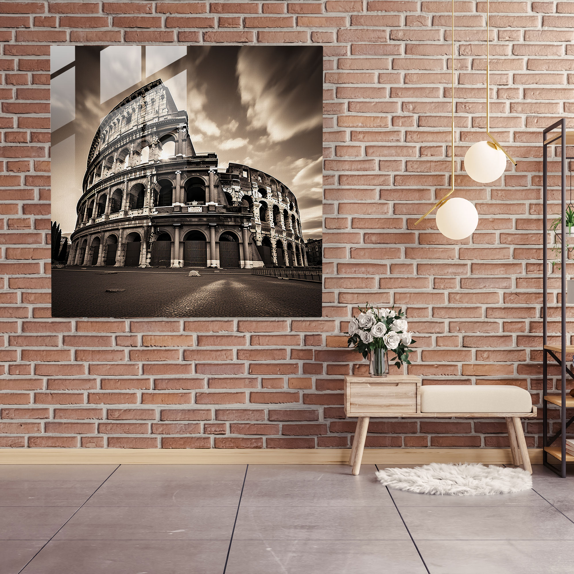 Ethereal Glass Print of the Roman Colosseum – Striking Glass Wall Art for Home Decoration