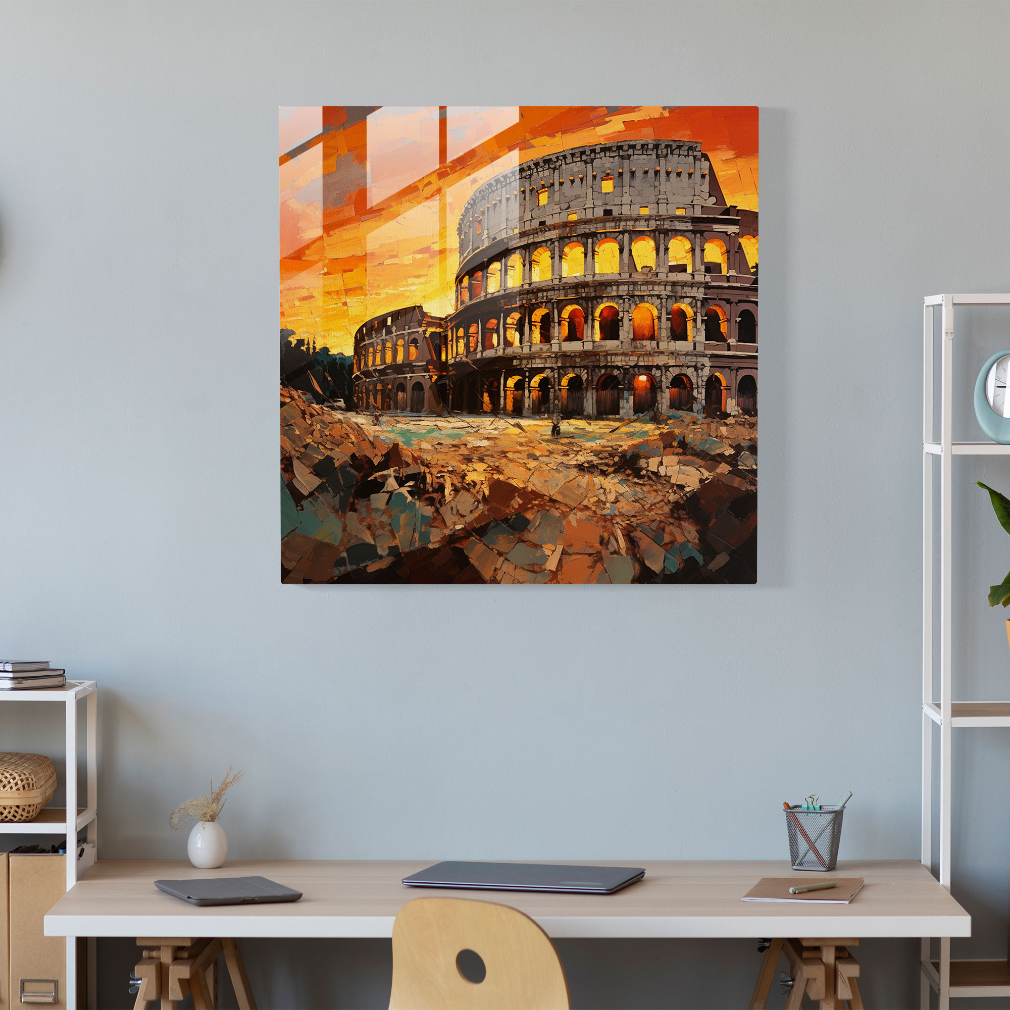 Aesthetic Glass Print - Roman Colosseum Sunset