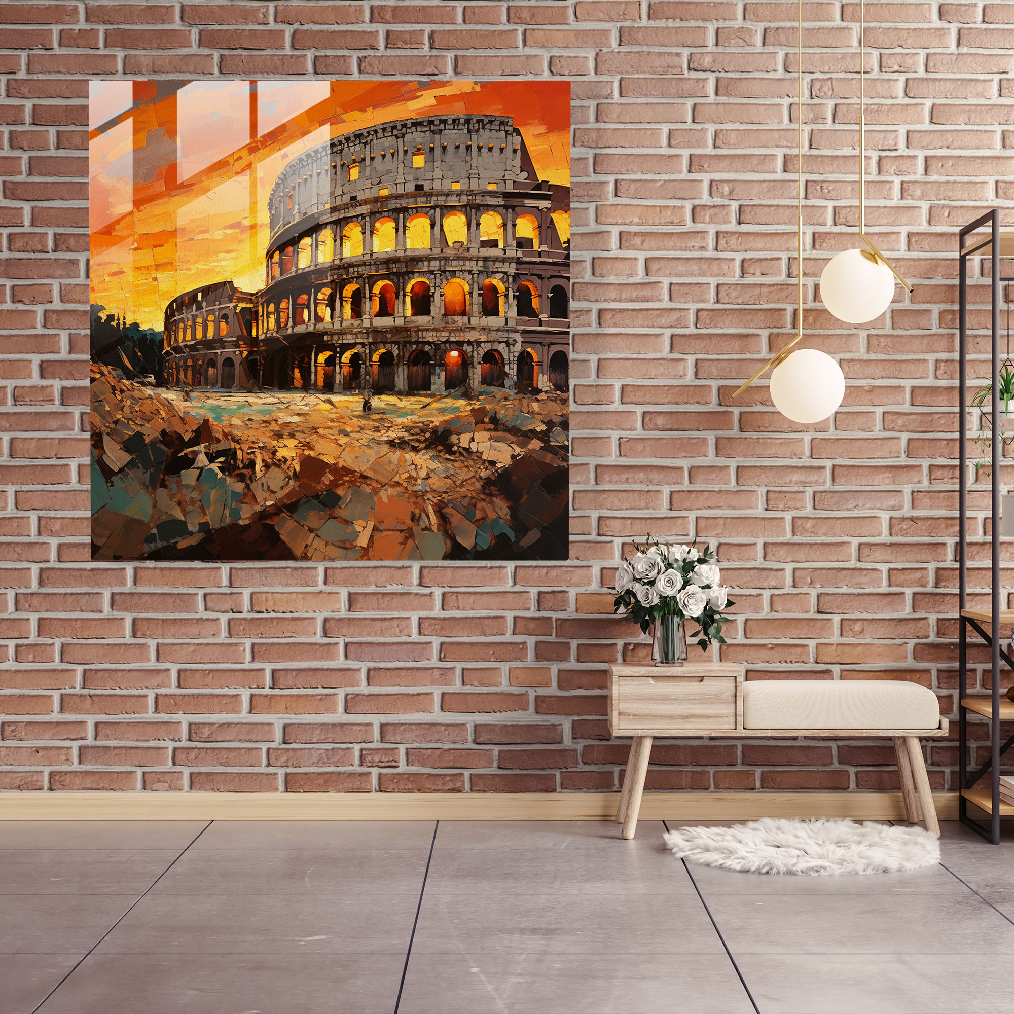 Aesthetic Glass Print - Roman Colosseum Sunset
