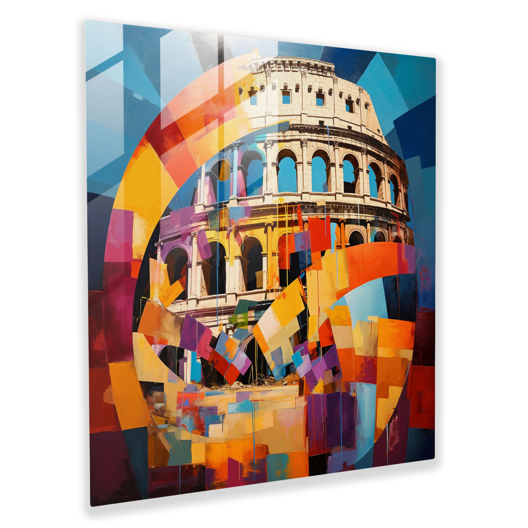 Elegant Glass Print - Roman Colosseum Geometric Fusion