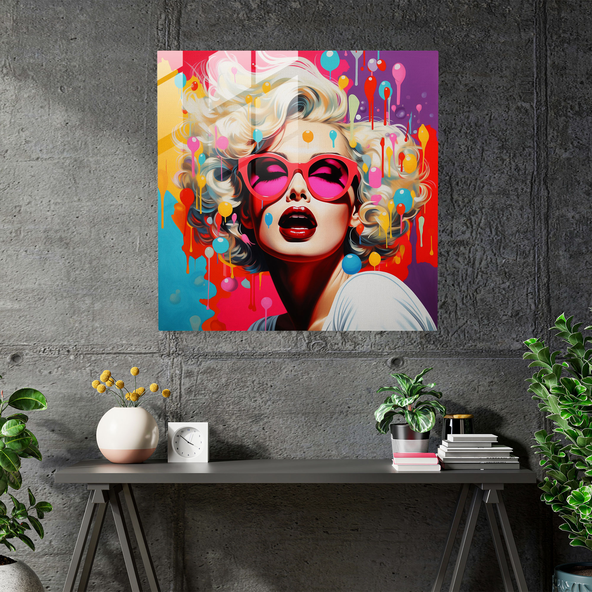 Lebhaftes Glasbild des römischen Kolosseums in Pop-Art-Komposition